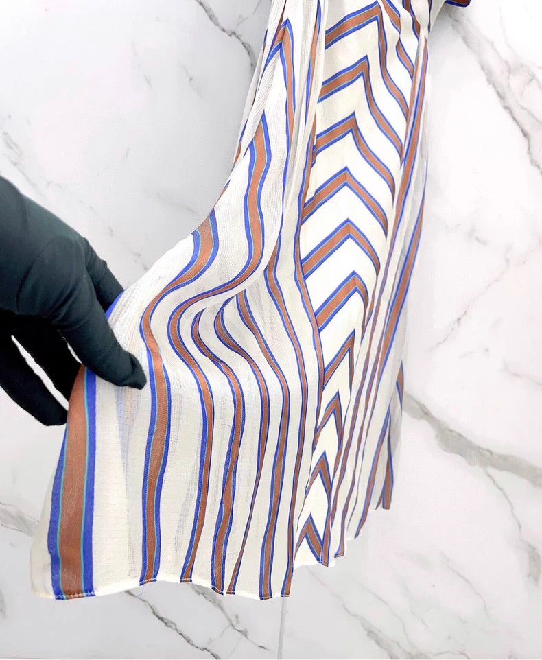 Fendi FENDI Striped V-Neck Silk Dress Size US L / EU 52-54 / 3 - 6 Thumbnail