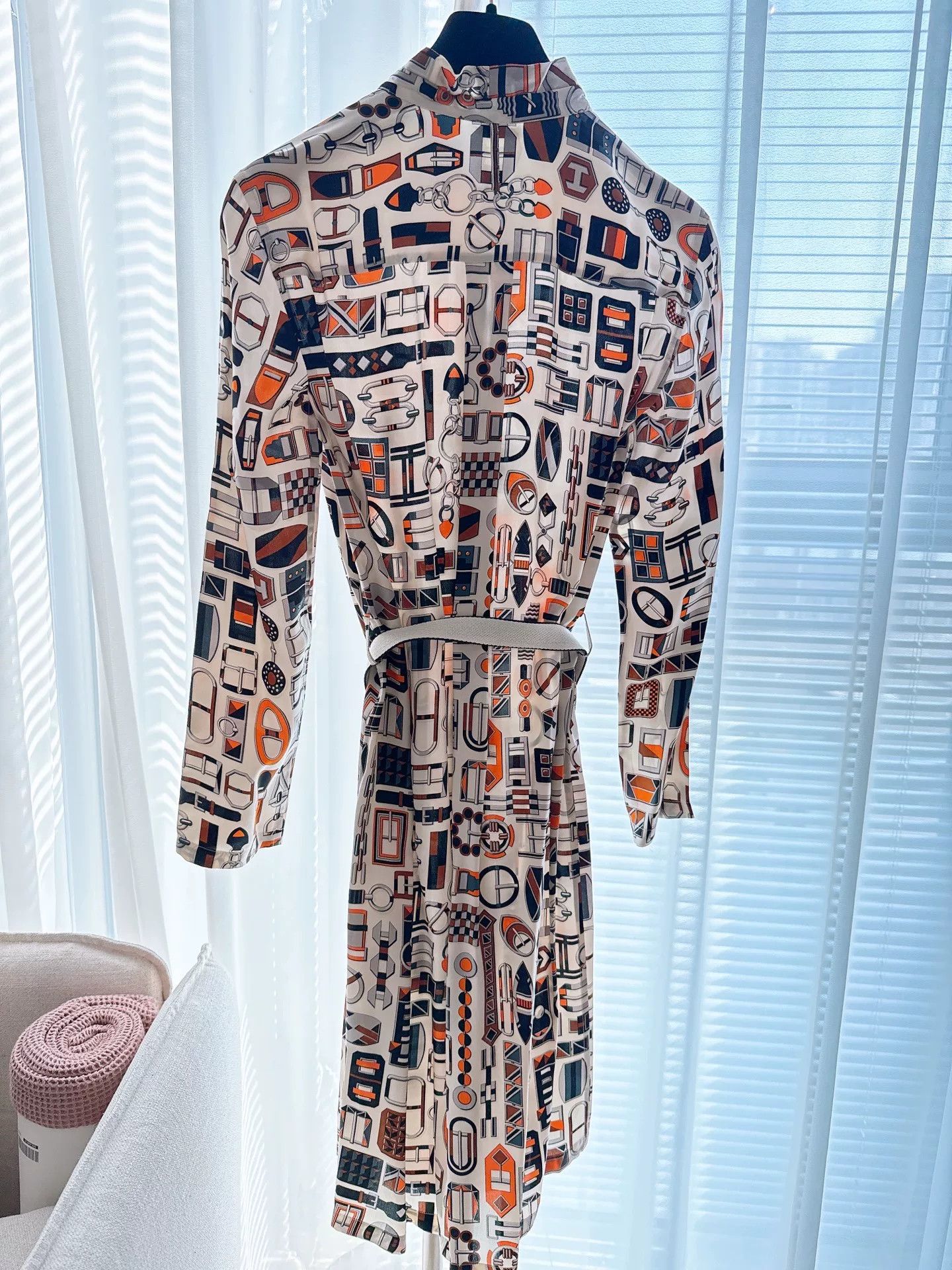 Hermes Hermes Silk Printed Shirt Dress Size US XS / EU 42 / 0 - 6 Thumbnail