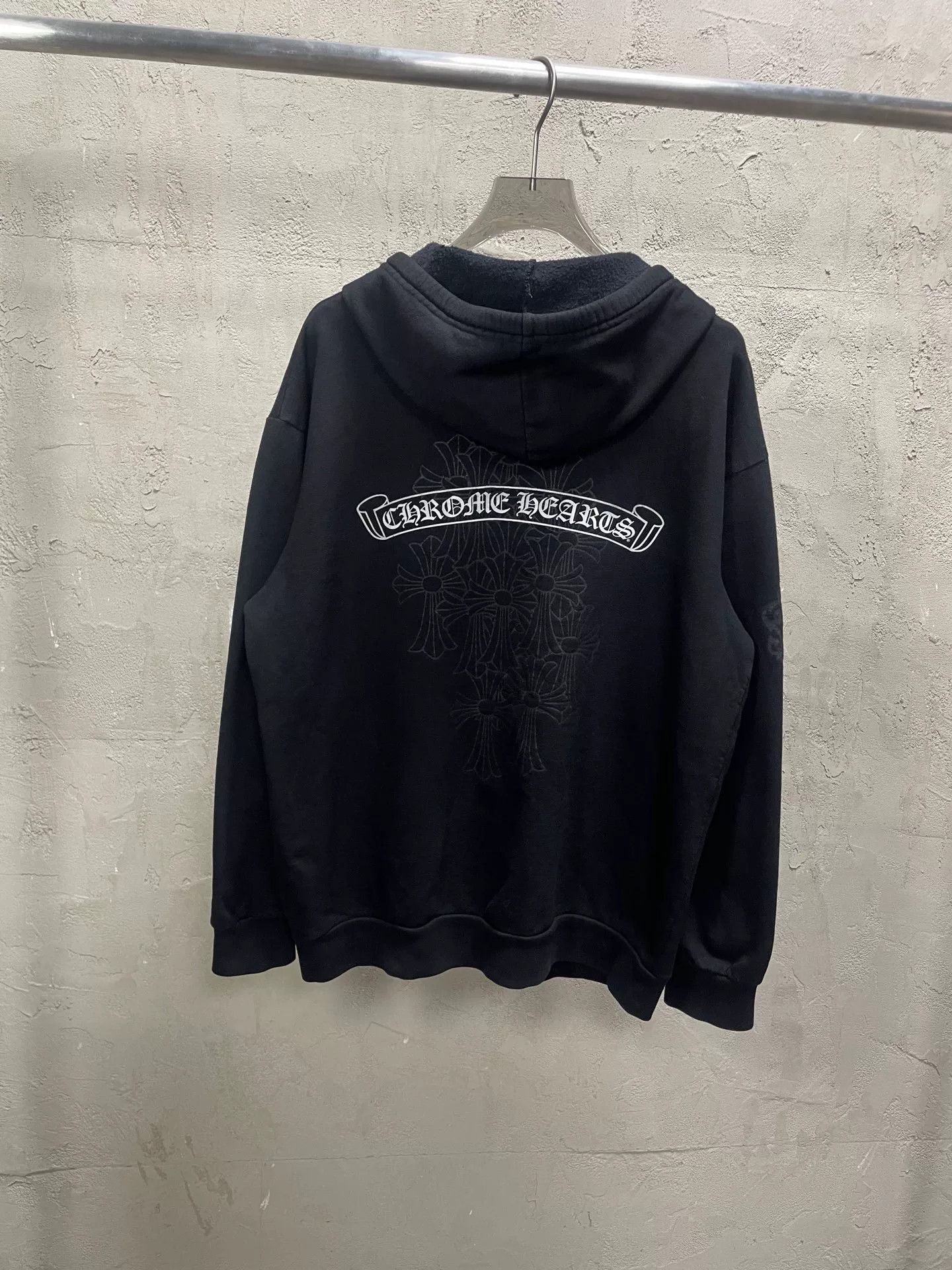 Chrome Hearts Chrome Hearts Black Hoodie with Silver Cross Zip Size US XL / EU 56 / 4 - 2 Thumbnail