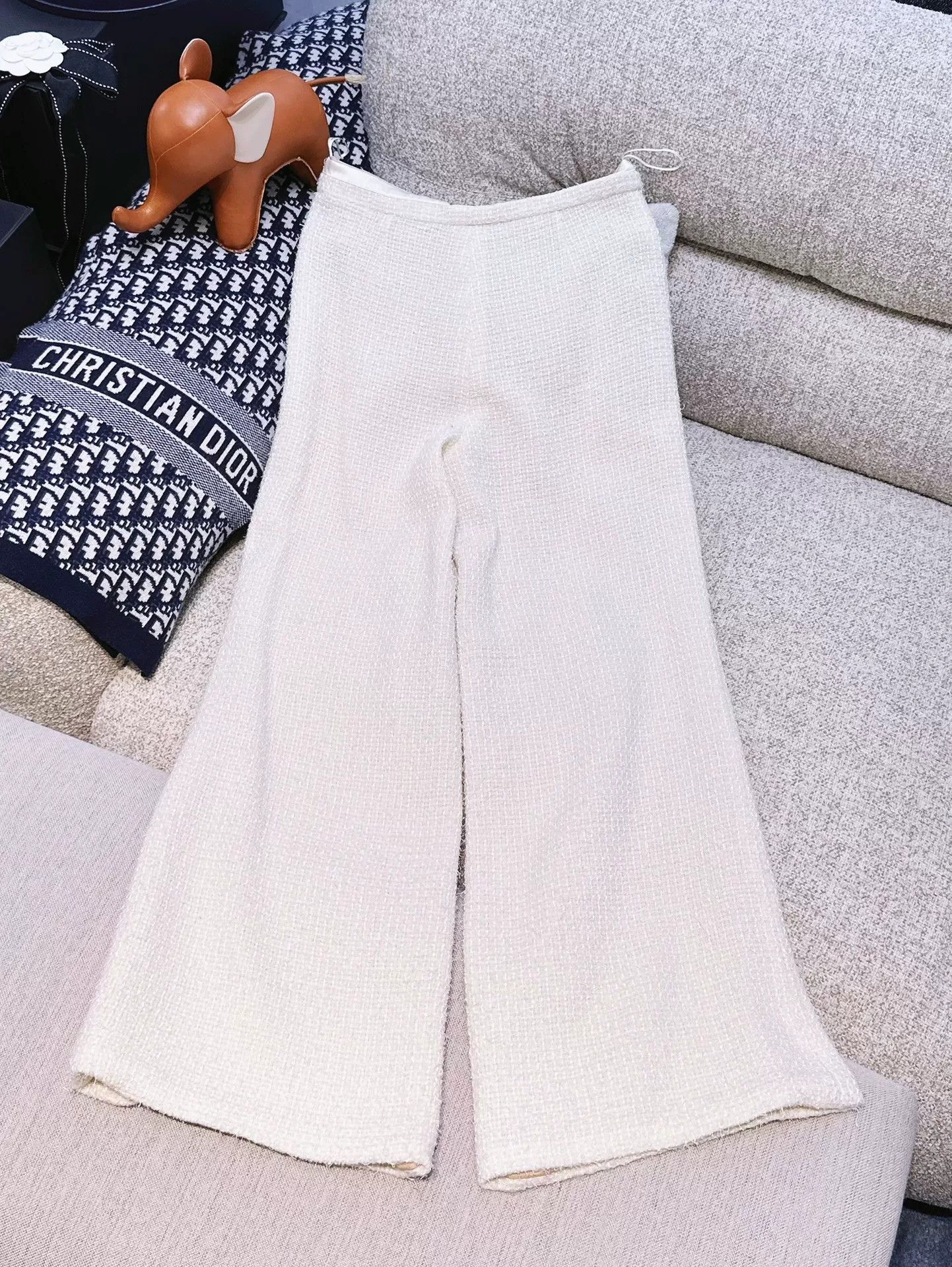 Chanel Chanel White Woven Wide-Leg Pants Size US 36 / EU 52 - 2 Thumbnail