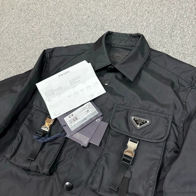 Prada Black Removable Logo Nylon Shirt Jacket