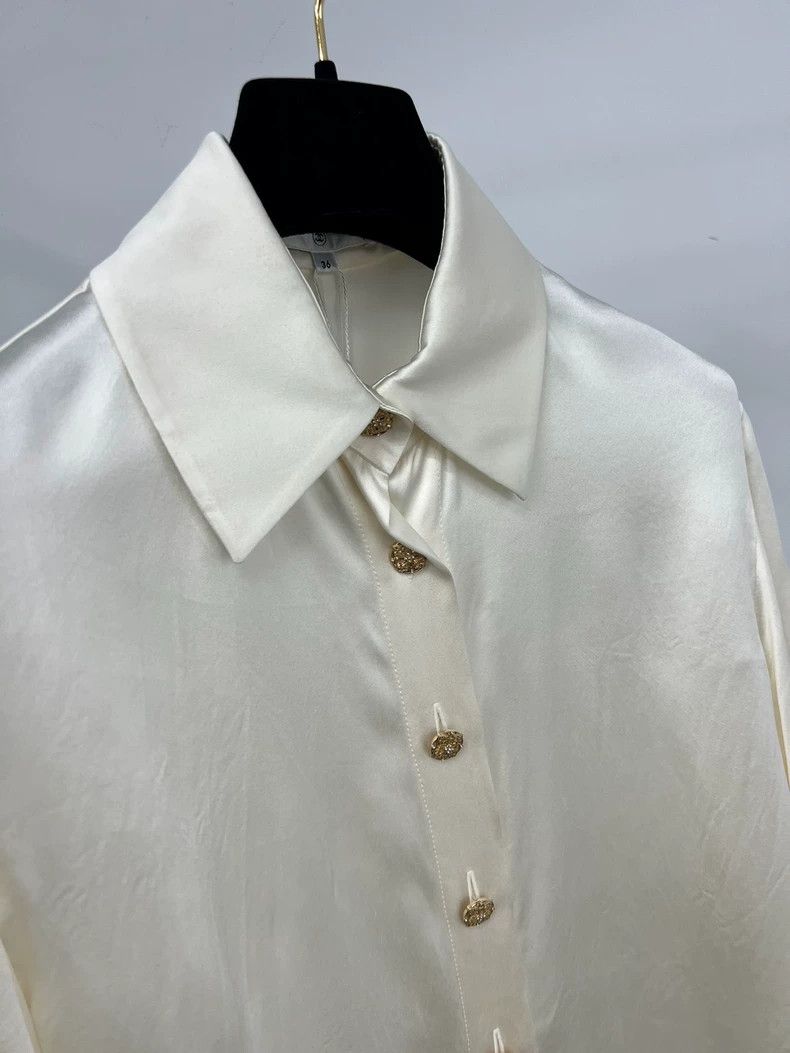 Chanel Chanel White Silk Long Sleeve Shirt Size US S / EU 44-46 / 1 - 3 Thumbnail