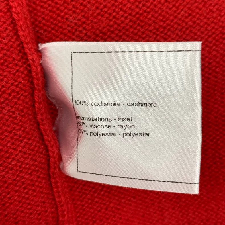 Chanel Chanel Red Cashmere Logo Cardigan Size US XS / EU 42 / 0 - 8 Thumbnail