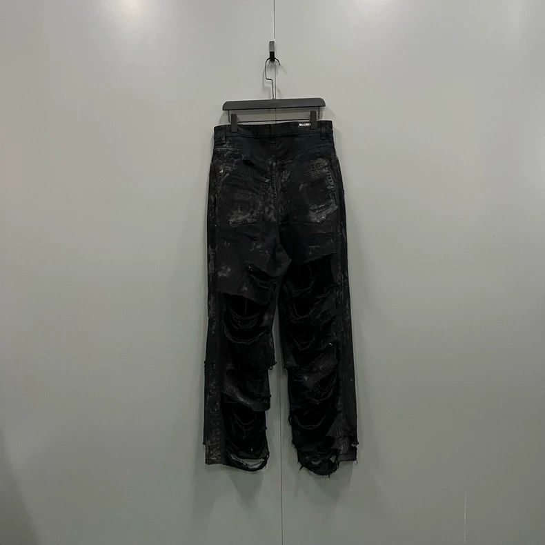 Balenciaga Balenciaga Black Distressed Denim Jeans Size US 26 / EU 42 - 2 Thumbnail