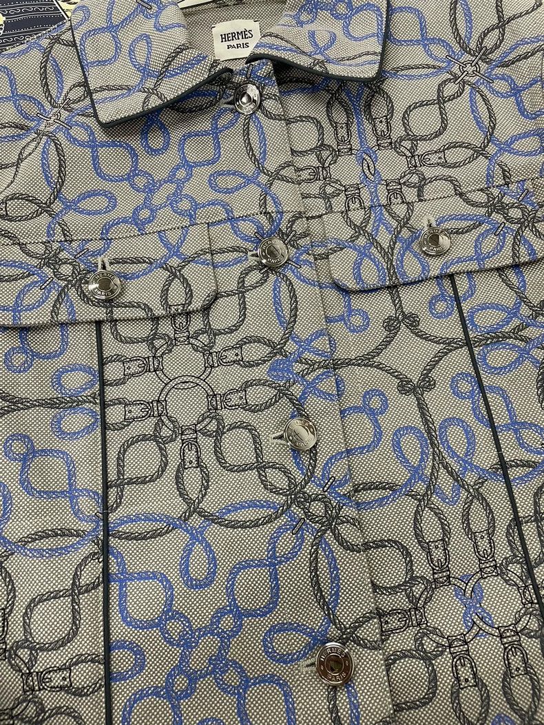 Hermes Hermes Gray Printed Denim Jacket Size US M / EU 48-50 / 2 - 2 Thumbnail