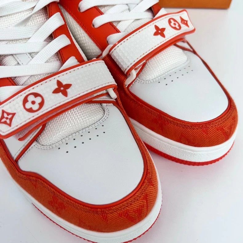 Louis Vuitton LV Leather Trainer Velcro Orange Size 8 Size US 8 / EU 41 - 7 Thumbnail