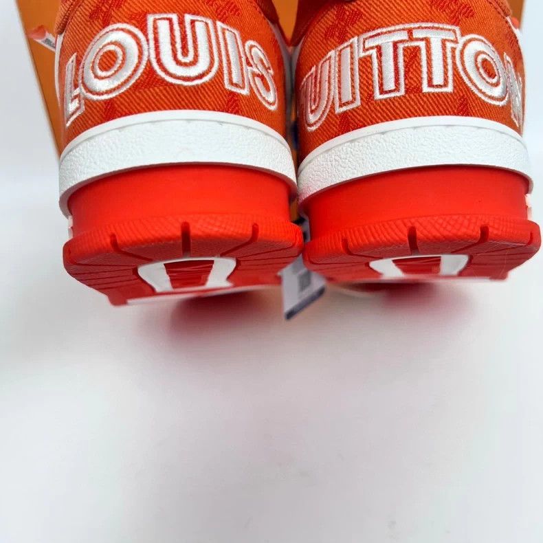 Louis Vuitton LV Leather Trainer Velcro Orange Size 8 Size US 8 / EU 41 - 4 Thumbnail
