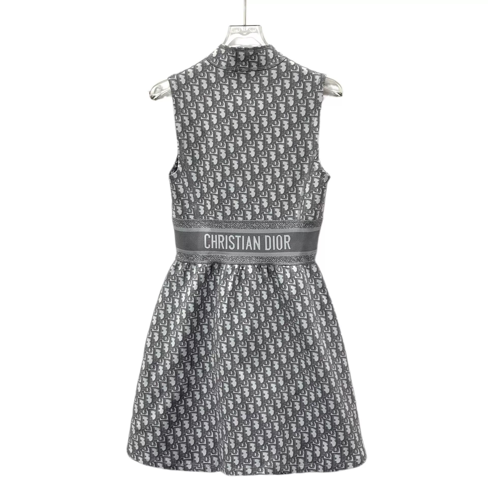 Dior dior gray logo sleeveless half-zip dress Size M / US 6-8 / IT 42-44 - 2 Thumbnail