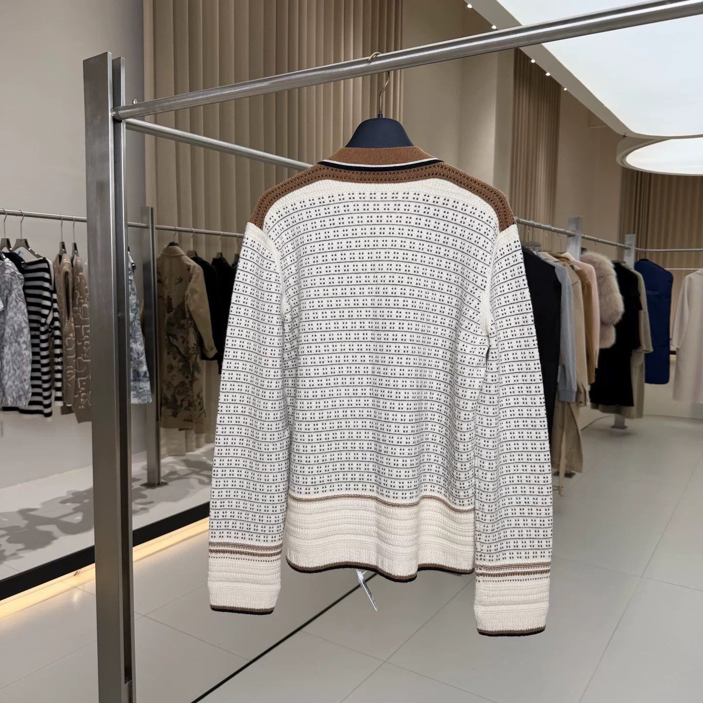 Loro Piana Loro Piana Beige Stripe Cashmere Cardigan Size US L / EU 52-54 / 3 - 2 Thumbnail