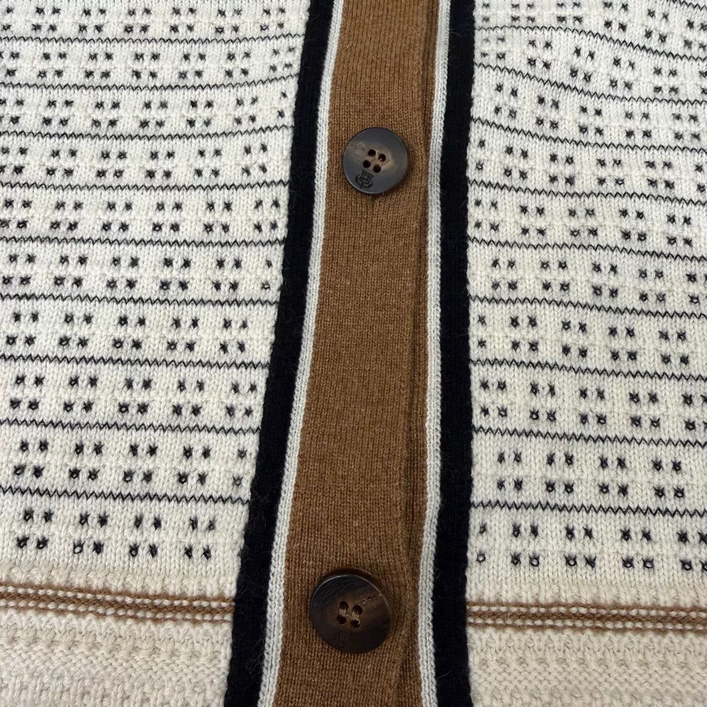 Loro Piana Loro Piana Beige Stripe Cashmere Cardigan Size US L / EU 52-54 / 3 - 3 Thumbnail