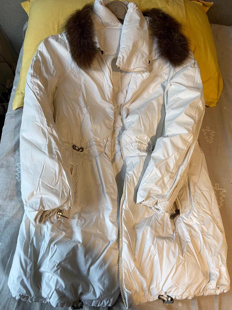 Brunello Cucinelli Brunello Cucinelli Pearl White Down Coat Size US M / EU 48-50 / 2 - 2 Thumbnail