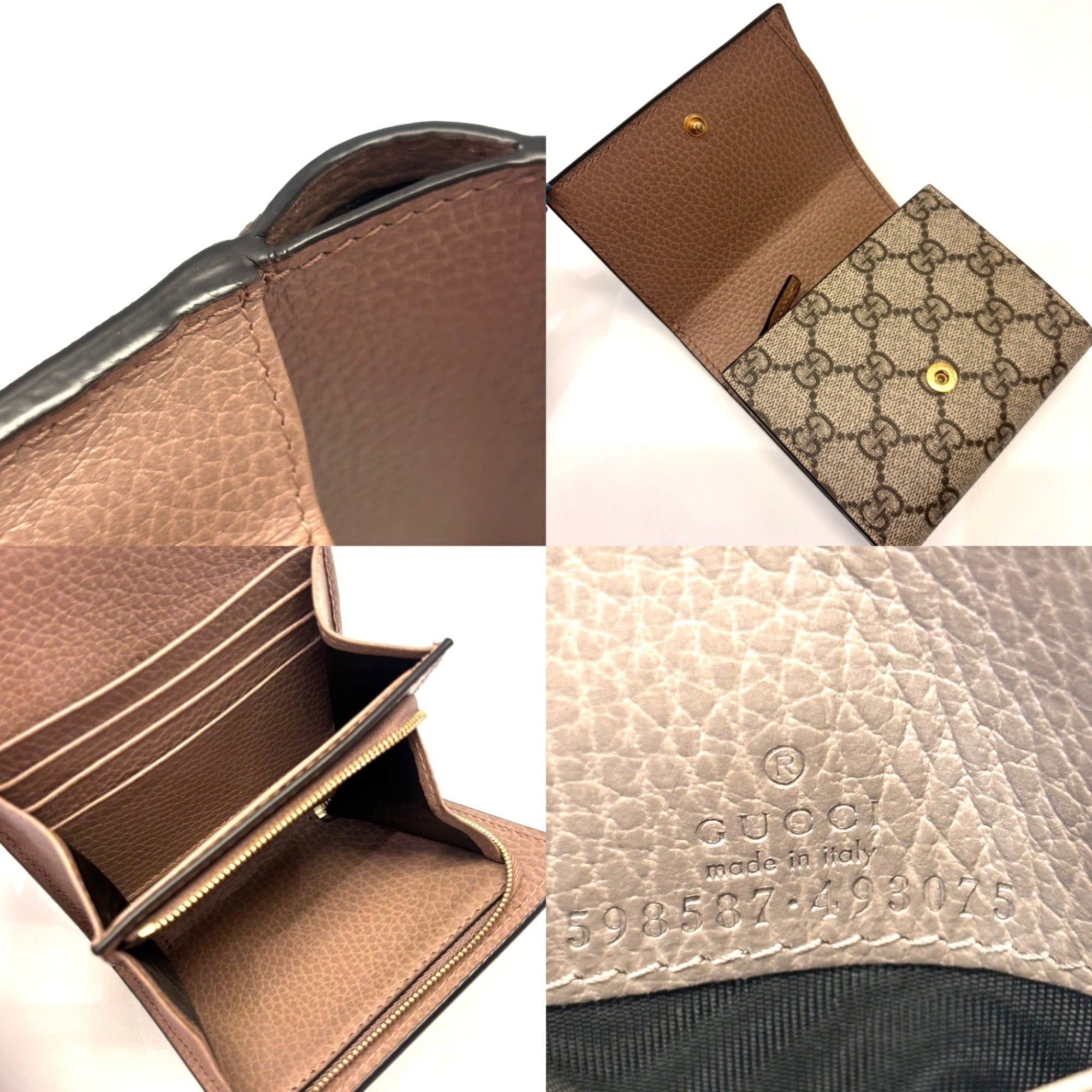 Gucci Gucci GG Marmont Leather Bifold Wallet, Women's, Pink and Beige, 598587 Size ONE SIZE - 5 Thumbnail