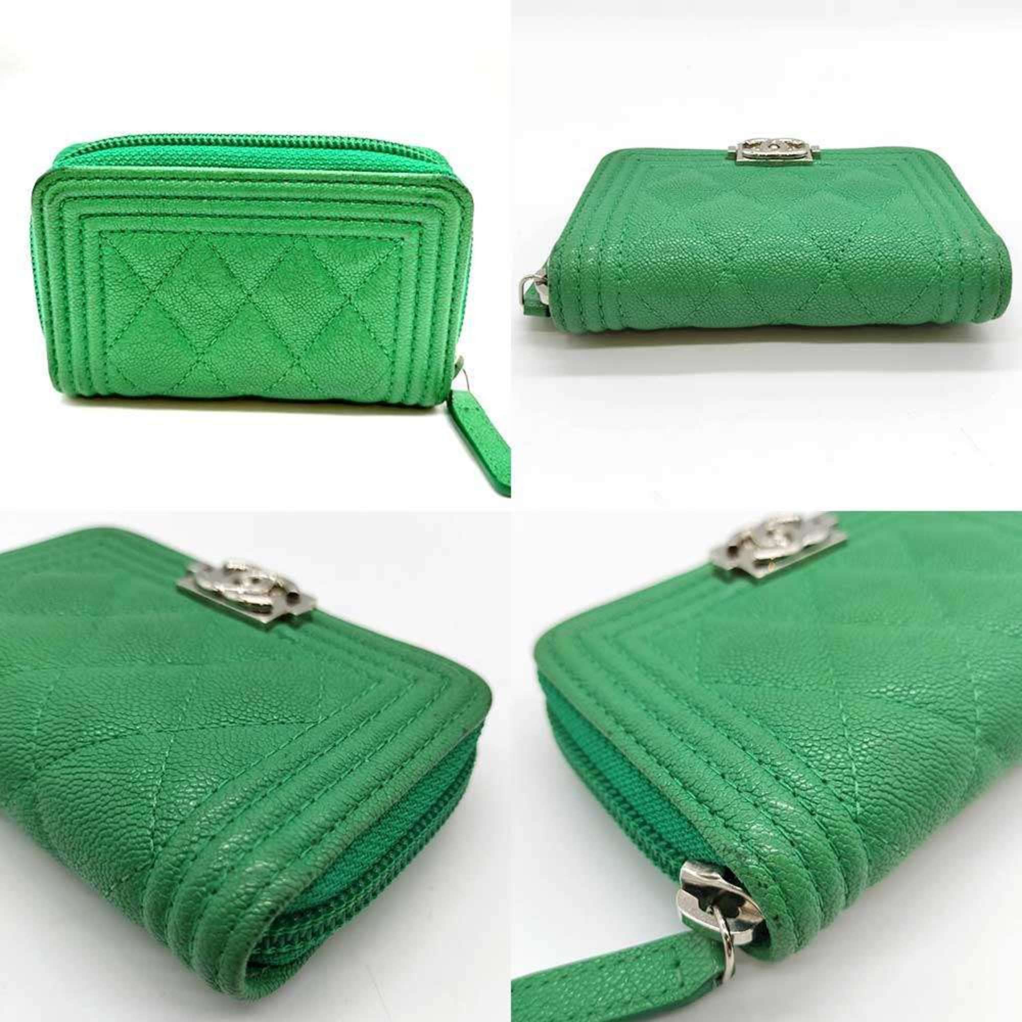 Chanel CHANEL Boy Chanel coin case, caviar leather, green, round. Size ONE SIZE - 2 Thumbnail