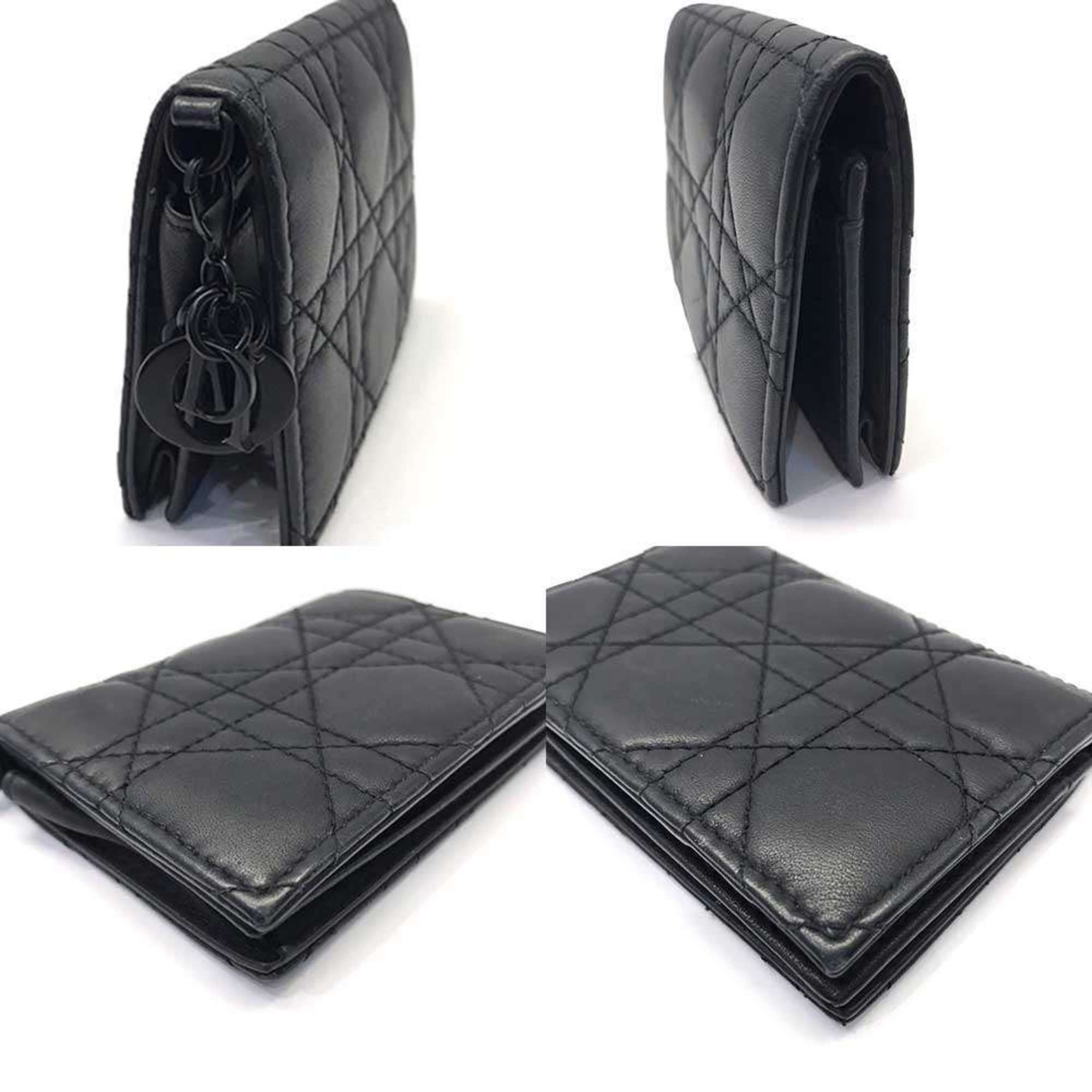 Dior Christian Dior Dior Lady Cannage Ultra Matte Calfskin Black Card Case S0011ONMJ DIOR Size ONE SIZE - 3 Thumbnail