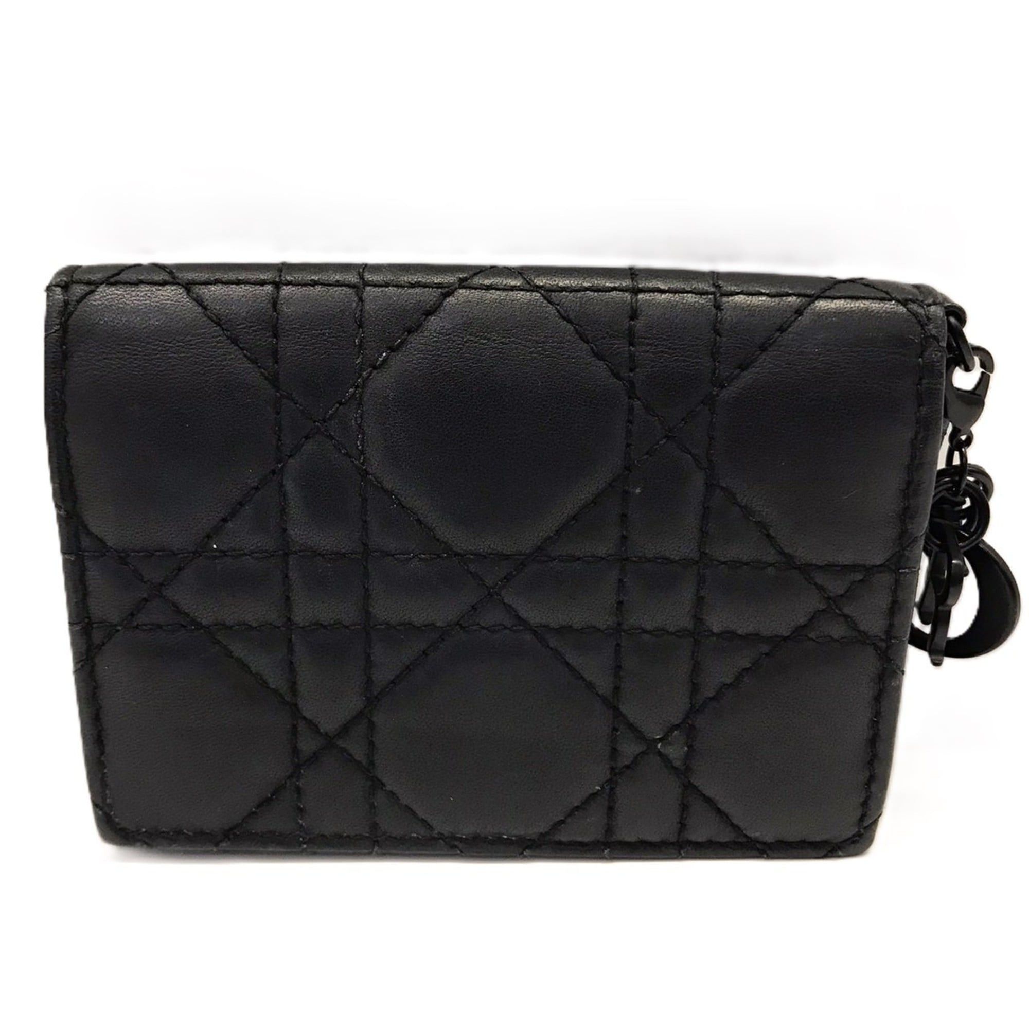 Dior Christian Dior Dior Lady Cannage Ultra Matte Calfskin Black Card Case S0011ONMJ DIOR Size ONE SIZE - 2 Thumbnail