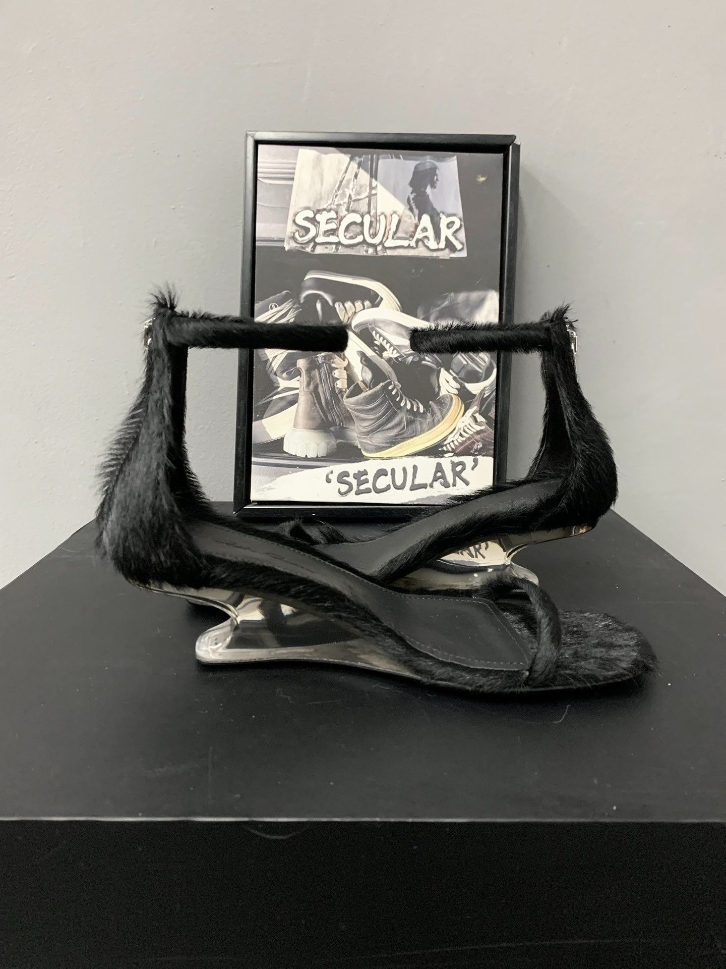 Rick Owens Rick Owens Black Fur High Heeled Sandals Size US 5 / IT 35 - 5 Thumbnail