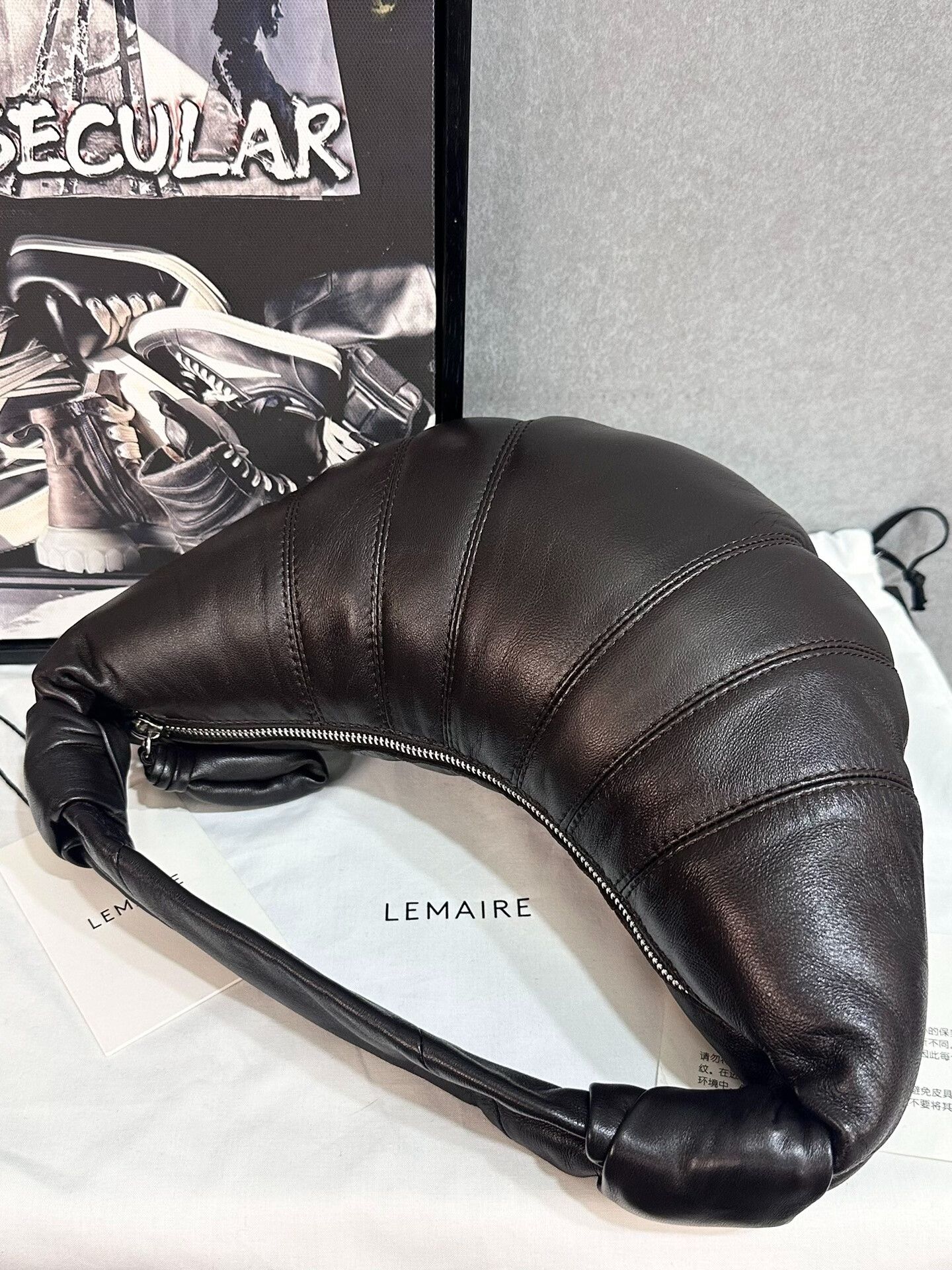 Lemaire Lemaire Mini Hobo Bag in Dark Chocolate Size ONE SIZE - 3 Thumbnail