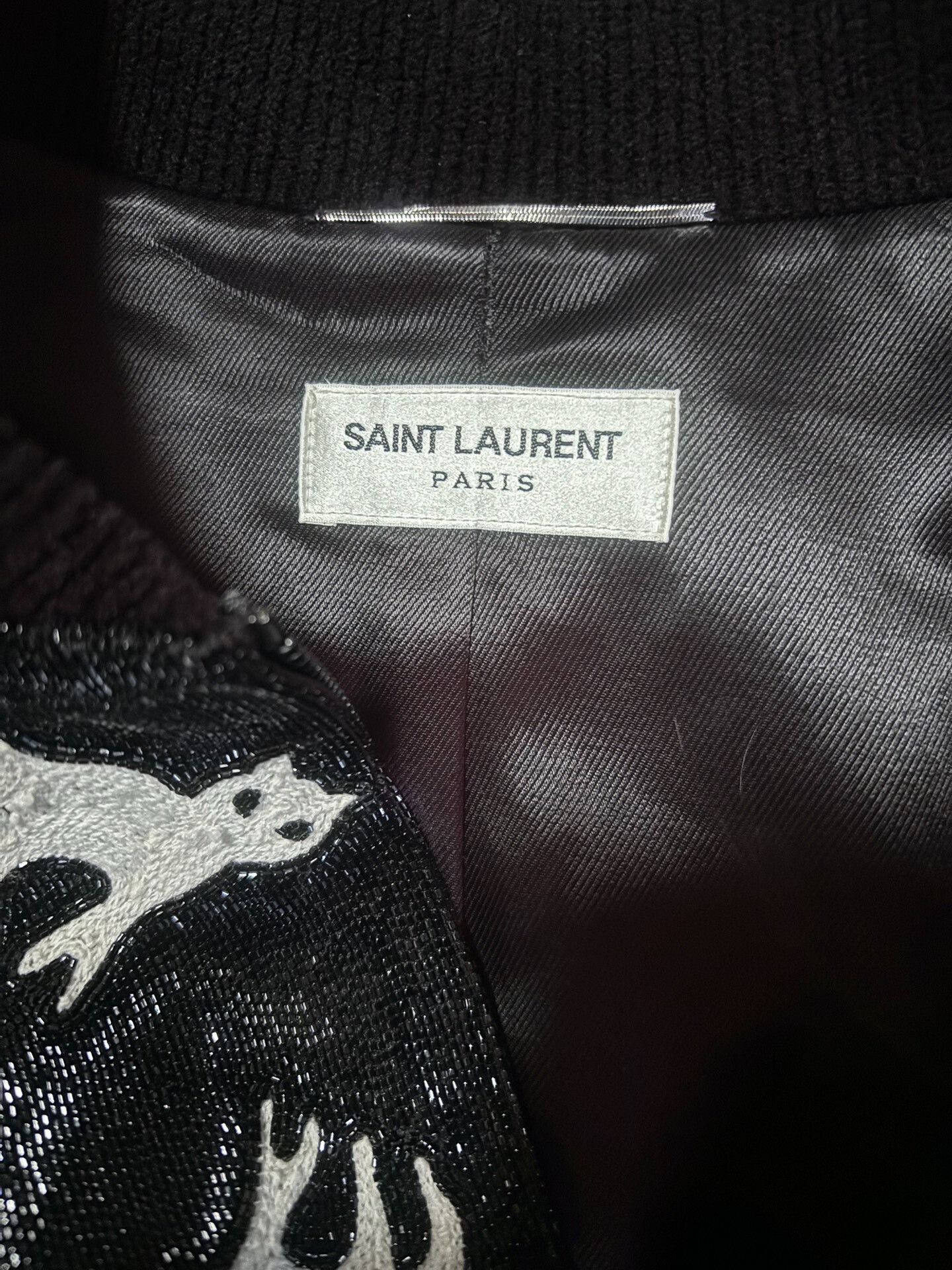 Saint Laurent Paris Saint Laurent Black Sequin Cat Embroidered Jacket Size L / US 10 / IT 46 - 7 Thumbnail