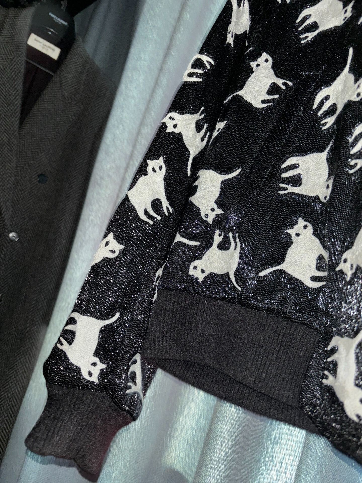 Saint Laurent Paris Saint Laurent Black Sequin Cat Embroidered Jacket Size L / US 10 / IT 46 - 5 Thumbnail