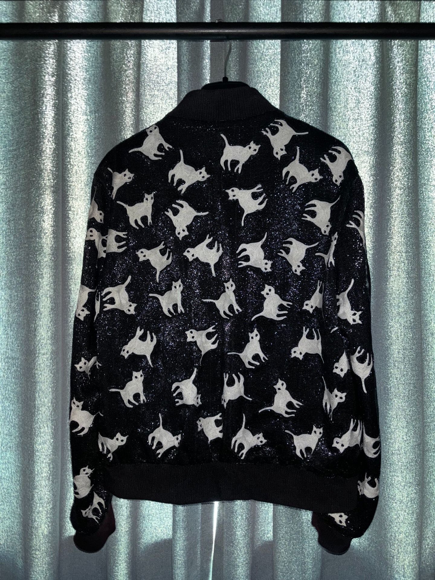 Saint Laurent Paris Saint Laurent Black Sequin Cat Embroidered Jacket Size L / US 10 / IT 46 - 2 Thumbnail