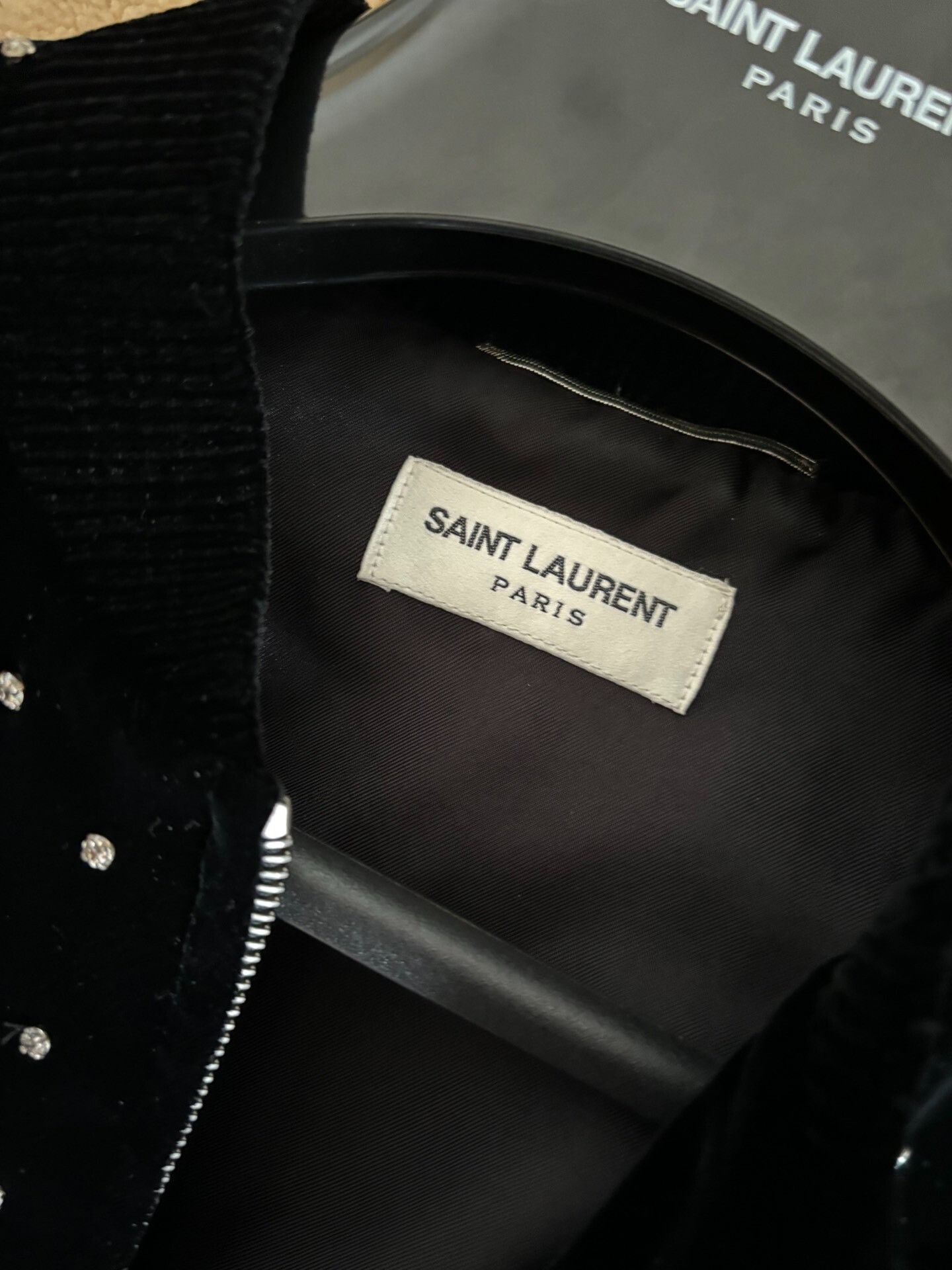 Saint Laurent Paris black velvet embellished bomber jacket Size US L / EU 52-54 / 3 - 5 Thumbnail