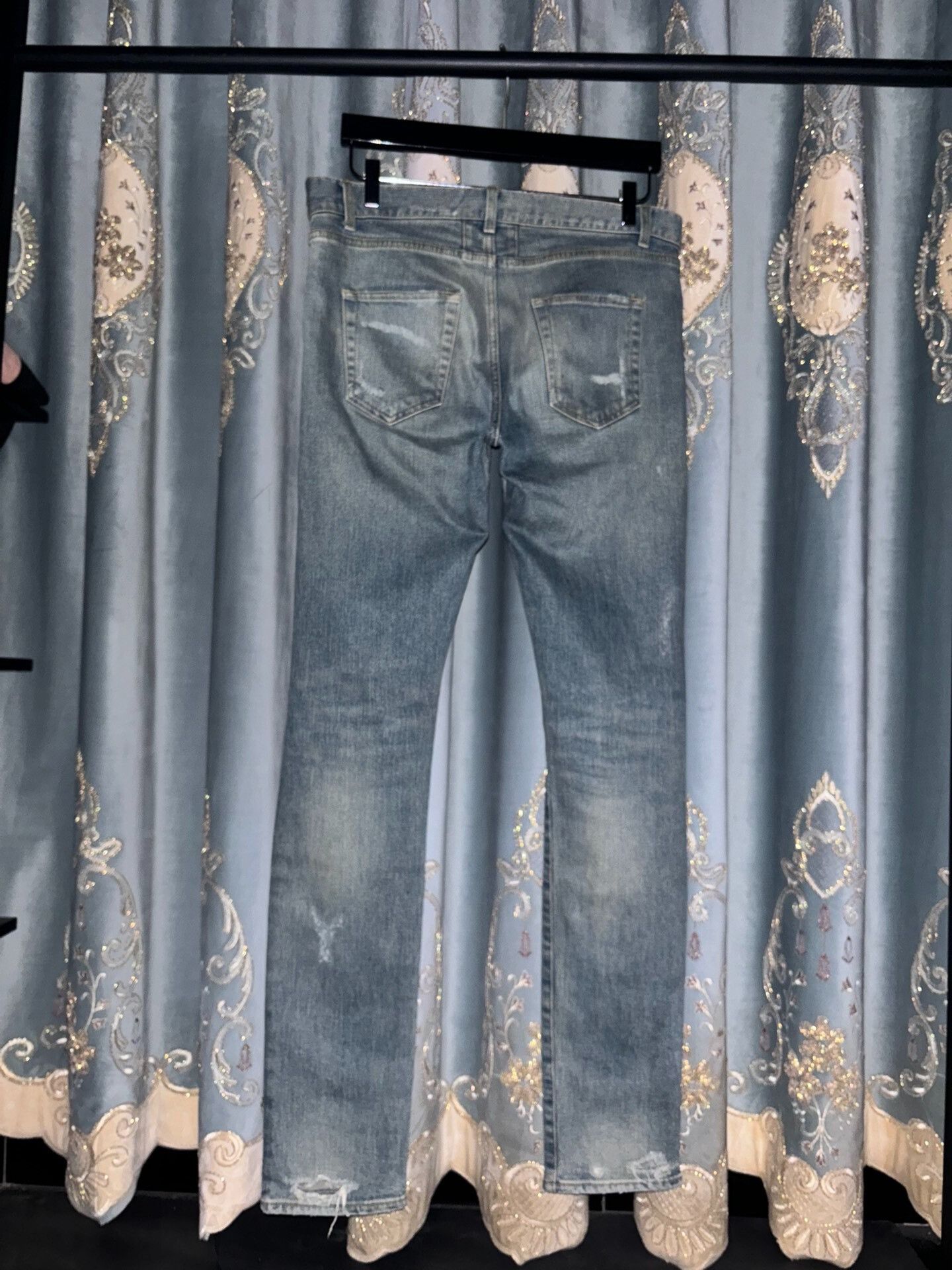 Saint Laurent Paris Saint Laurent Distressed Light Blue Denim Pants Size US 31 - 2 Thumbnail