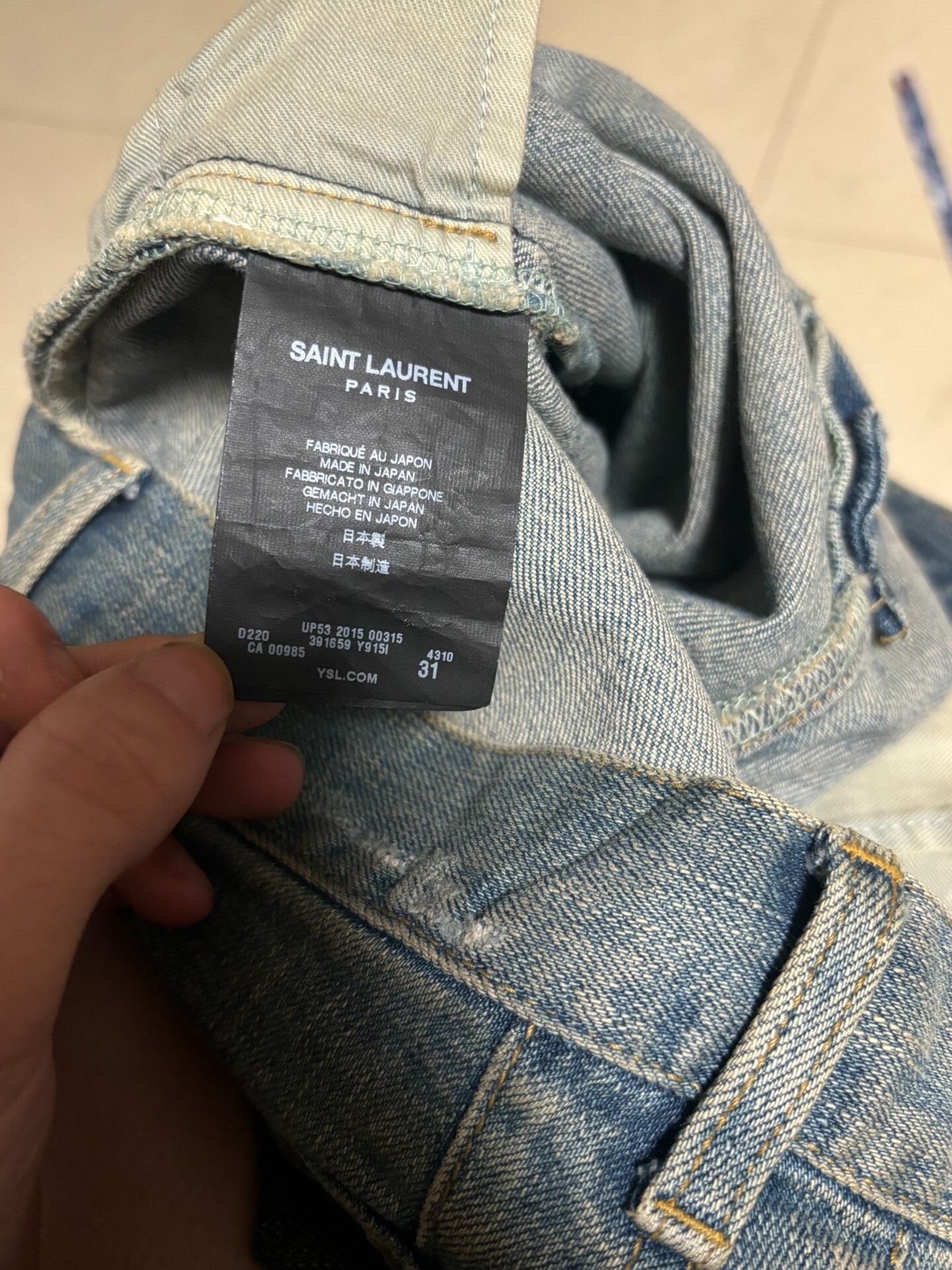 Saint Laurent Paris Saint Laurent Distressed Light Blue Denim Pants Size US 31 - 7 Thumbnail