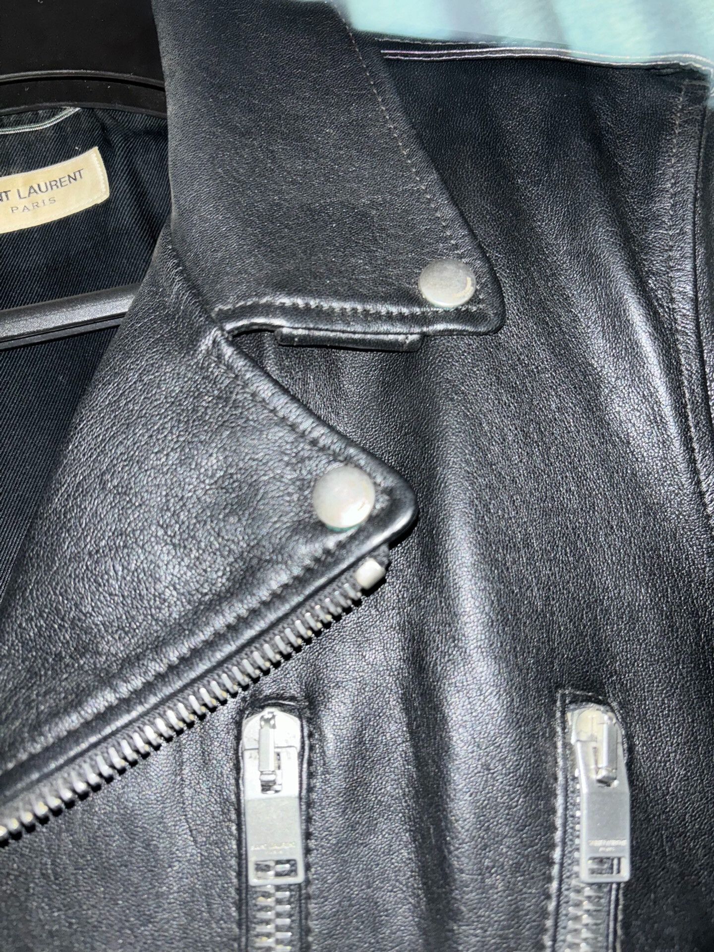 Saint Laurent Paris black lambskin biker jacket by saint laurent Size US L / EU 52-54 / 3 - 4 Thumbnail