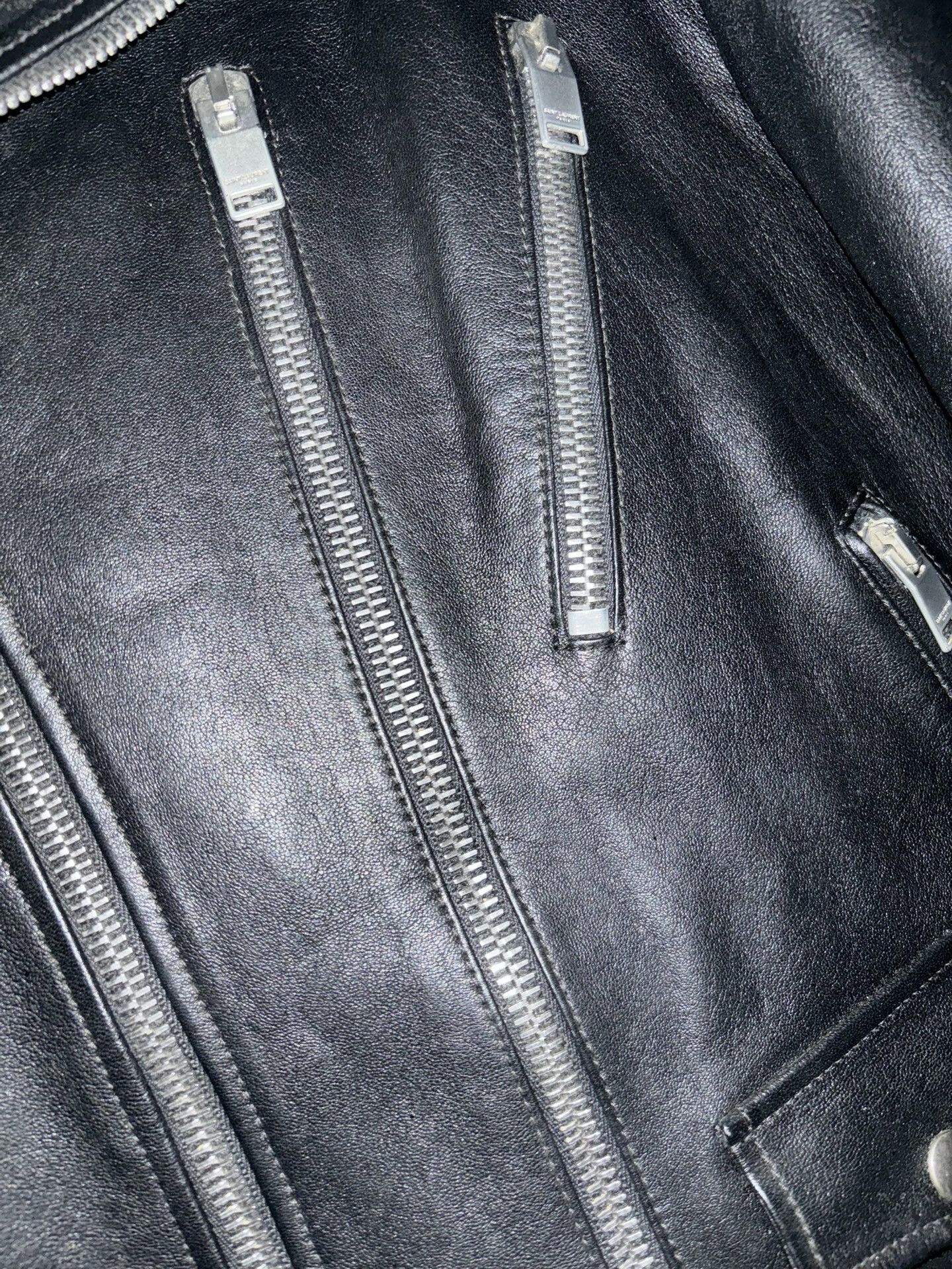 Saint Laurent Paris black lambskin biker jacket by saint laurent Size US L / EU 52-54 / 3 - 6 Thumbnail