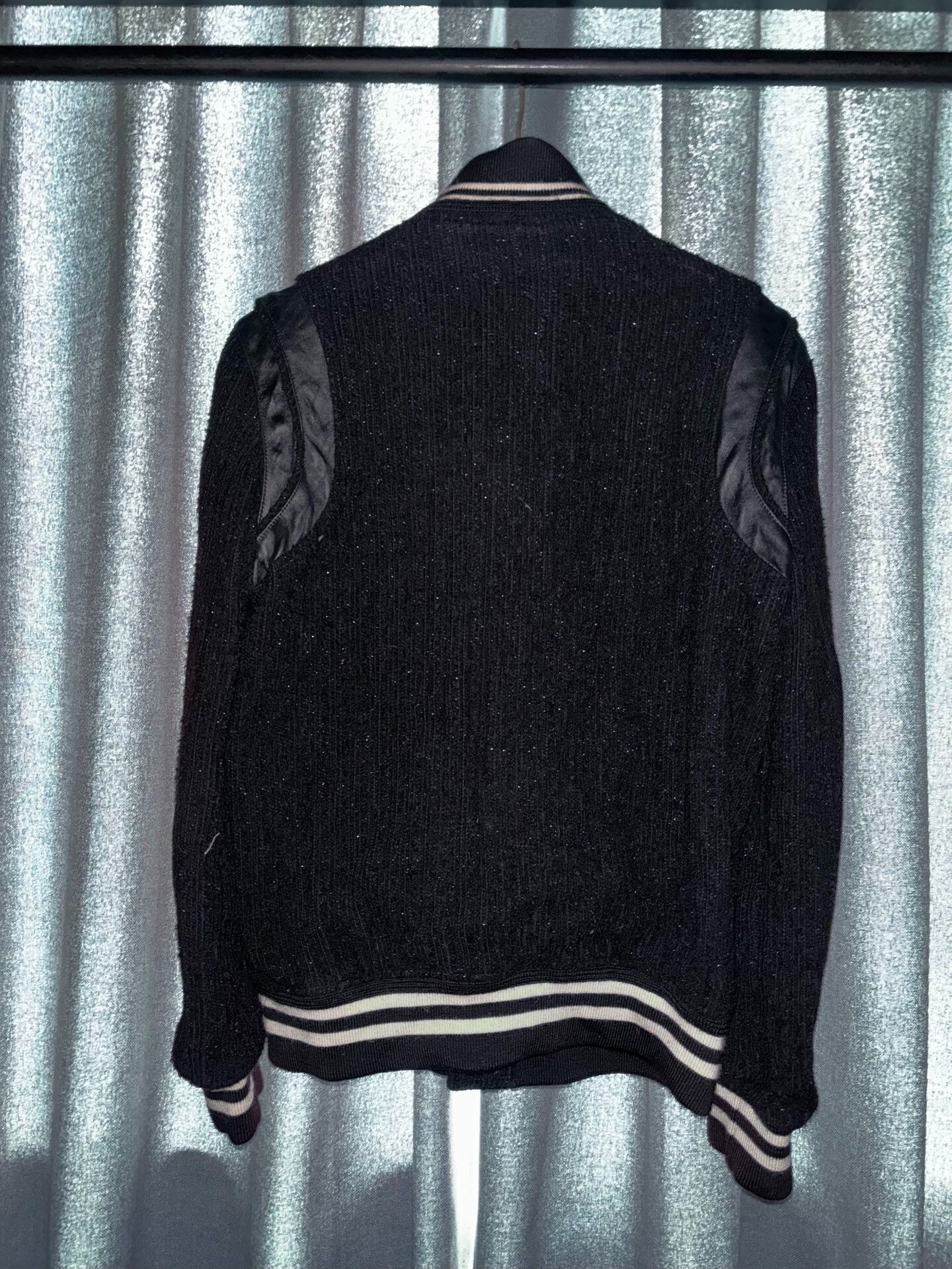 Saint Laurent Paris Saint Laurent Black Sparkle Baseball Jacket Size US L / EU 52-54 / 3 - 3 Thumbnail