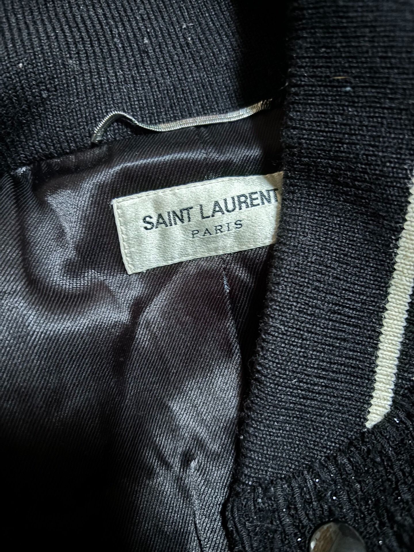 Saint Laurent Paris Saint Laurent Black Sparkle Baseball Jacket Size US L / EU 52-54 / 3 - 7 Thumbnail