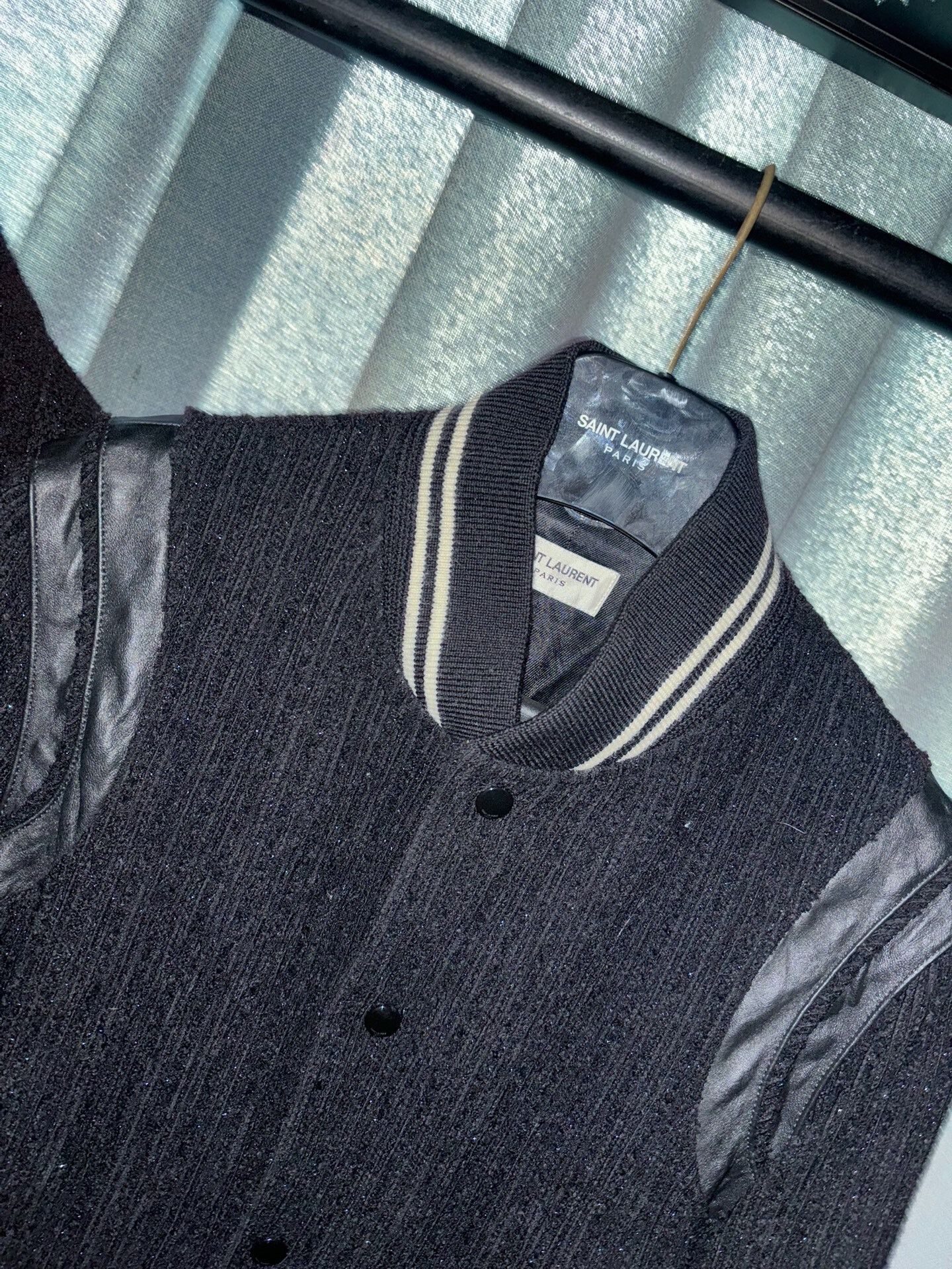 Saint Laurent Paris Saint Laurent Black Sparkle Baseball Jacket Size US L / EU 52-54 / 3 - 4 Thumbnail