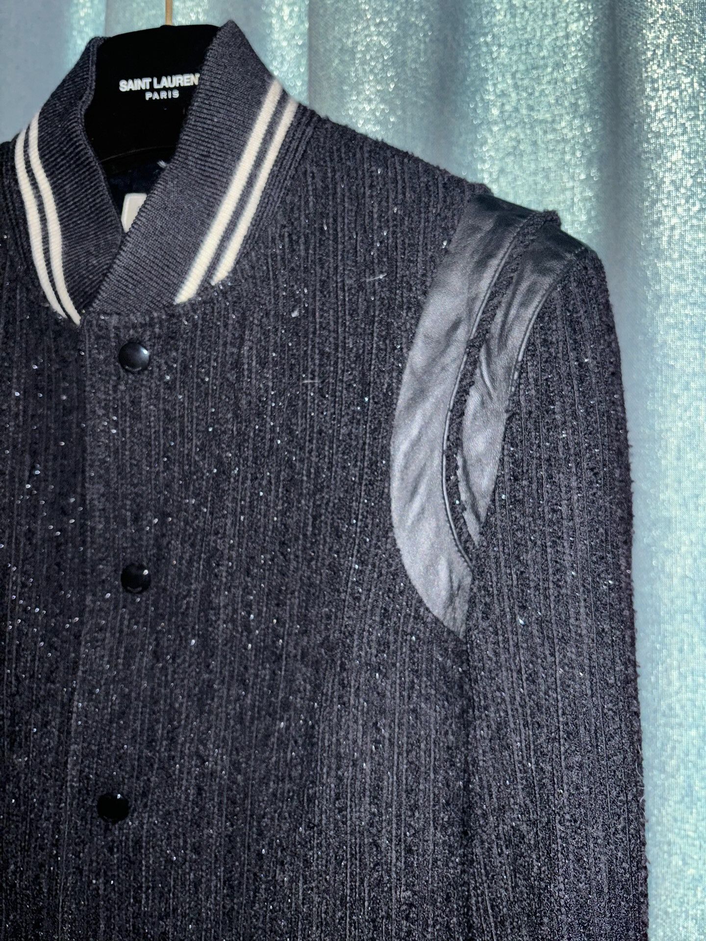 Saint Laurent Paris Saint Laurent Black Sparkle Baseball Jacket Size US L / EU 52-54 / 3 - 2 Thumbnail