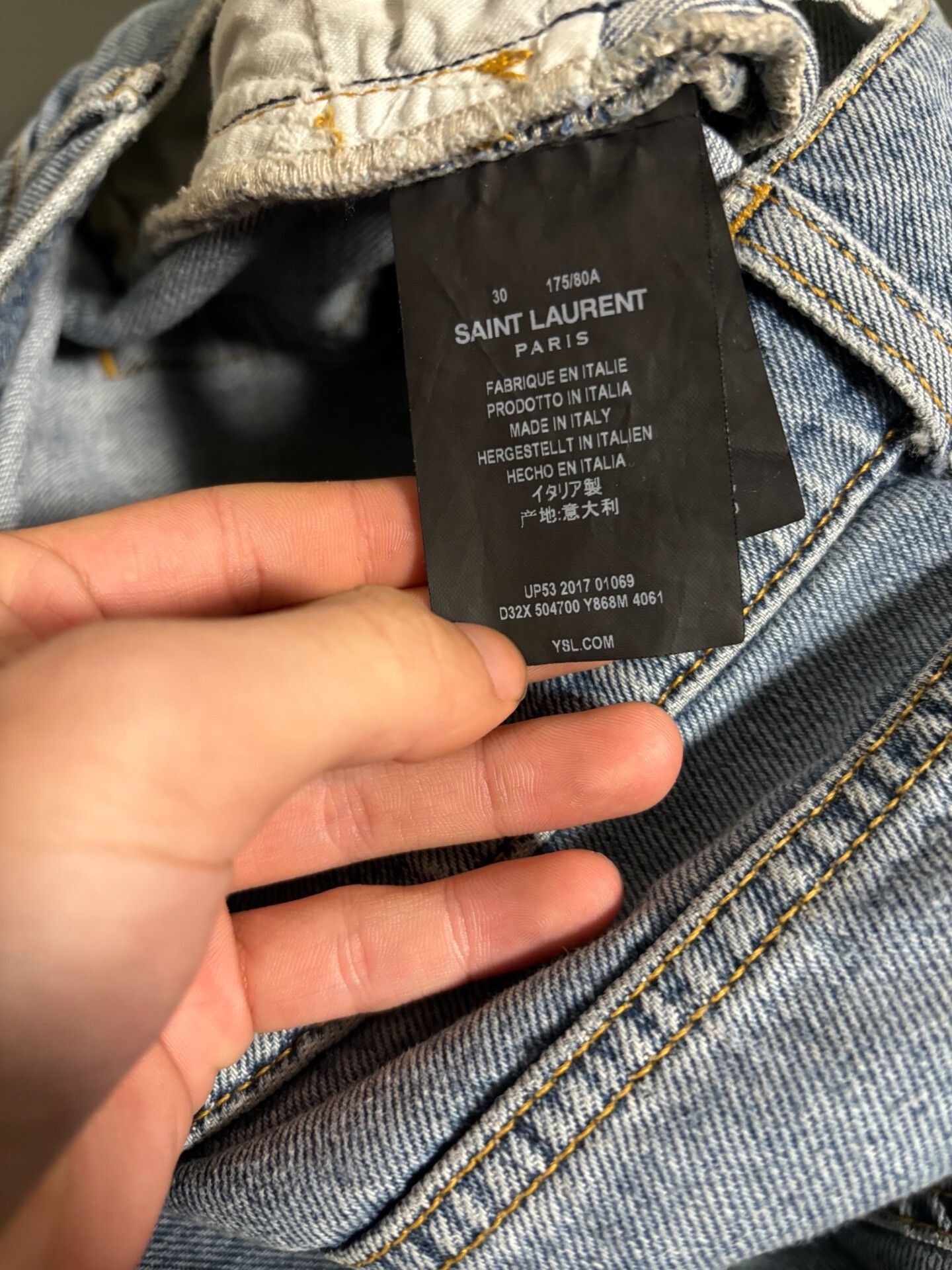 Saint Laurent Paris Saint Laurent Light Blue Ripped Jeans Size US 30 / EU 46 - 4 Thumbnail