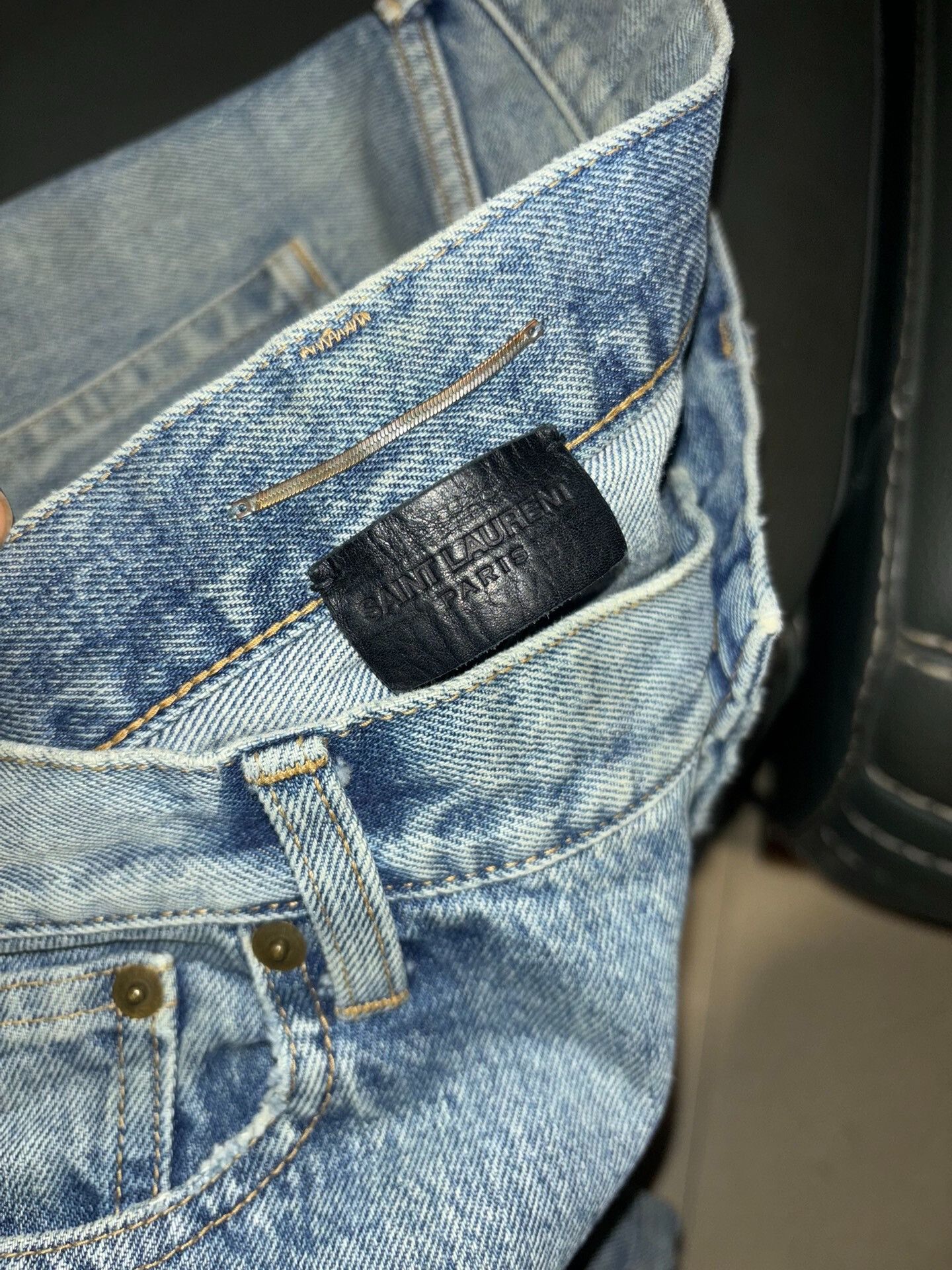 Saint Laurent Paris Saint Laurent Distressed Knee Denim Pants Size US 31 - 3 Thumbnail