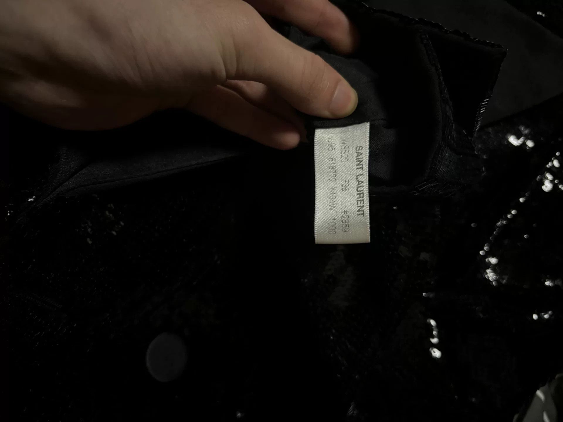 saint laurent black sequined double-breasted blazer