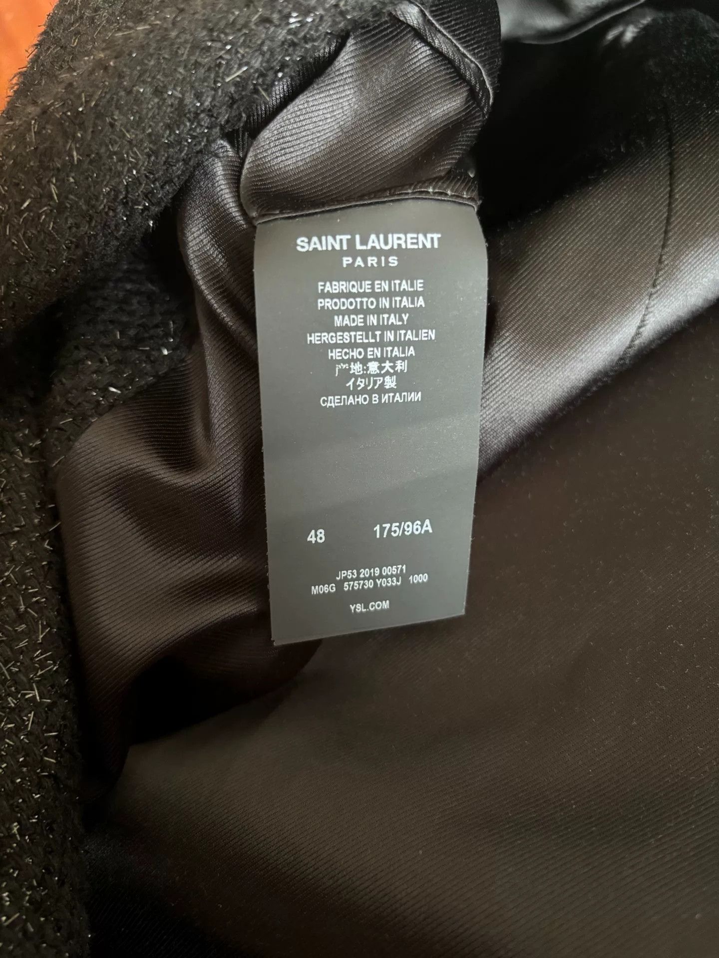 Saint Laurent Paris Saint Laurent Black Glitter Double-Breasted Coat Size L / US 10 / IT 46 - 5 Thumbnail