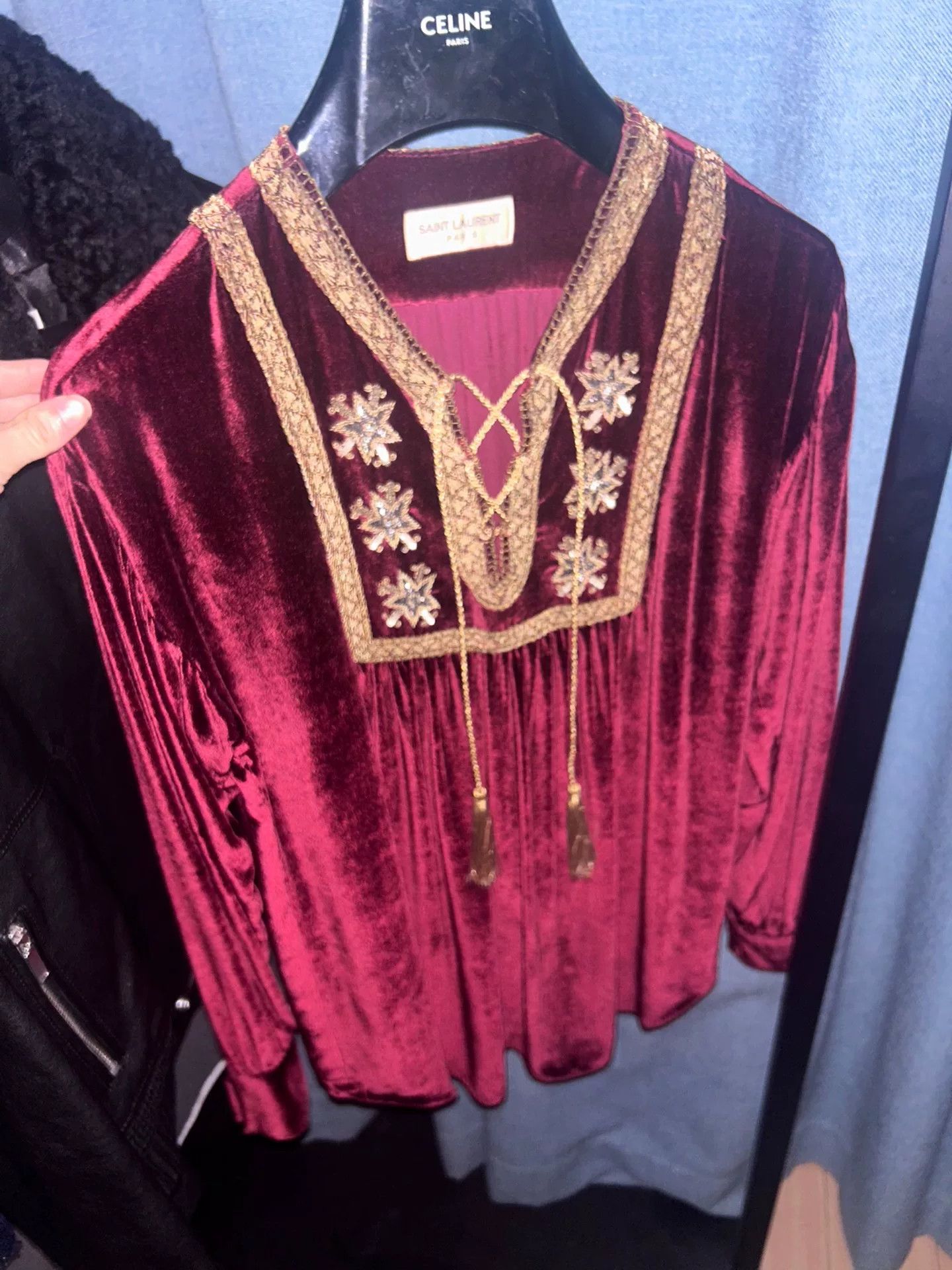 Saint Laurent Paris Saint Laurent Velvet Starburst Shirt Size US M / EU 48-50 / 2 - 2 Thumbnail