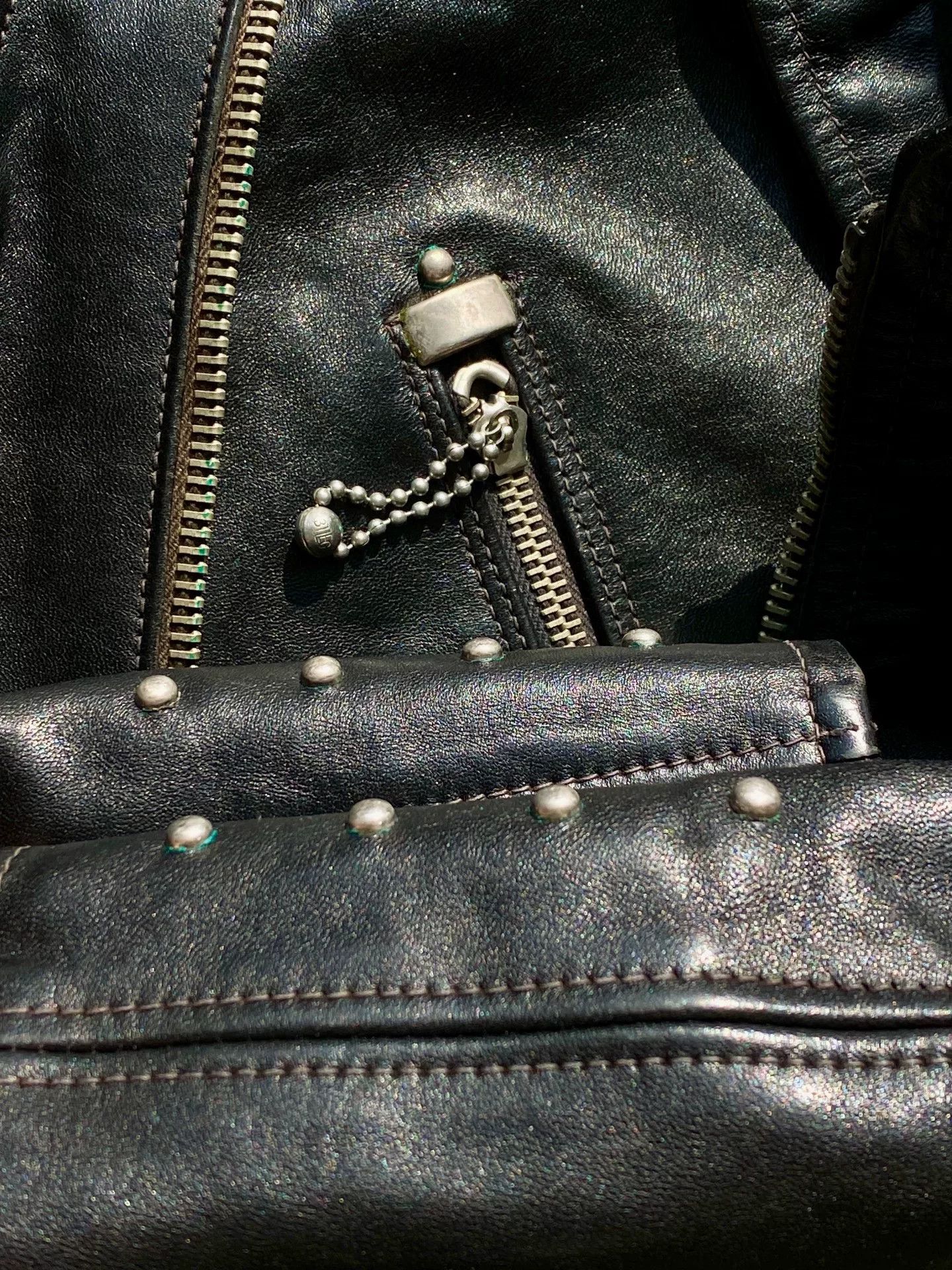 Freewheelers black leather biker jacket with detailed embellishments Size US M / EU 48-50 / 2 - 6 Thumbnail
