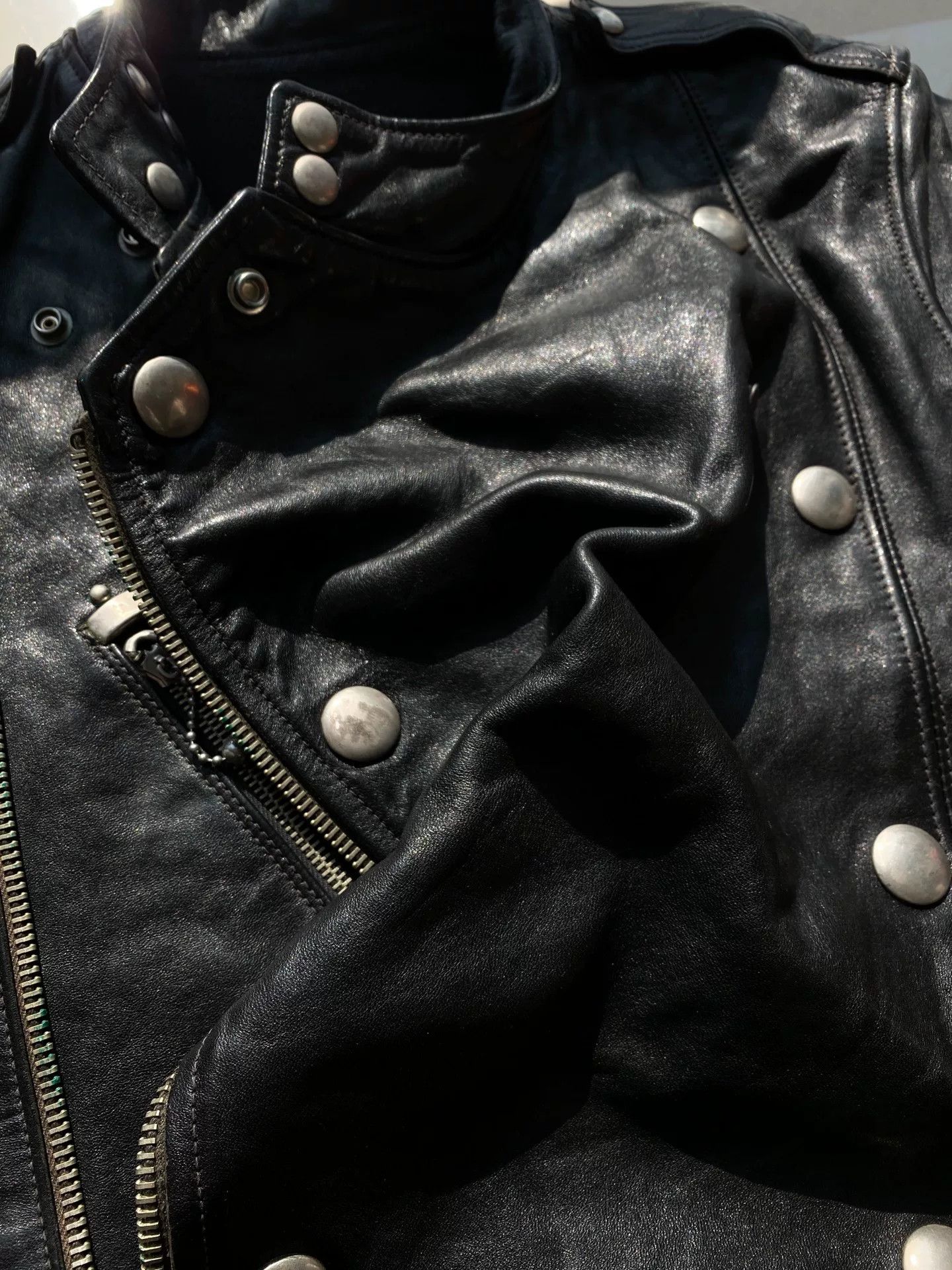Freewheelers black leather biker jacket with detailed embellishments Size US M / EU 48-50 / 2 - 4 Thumbnail