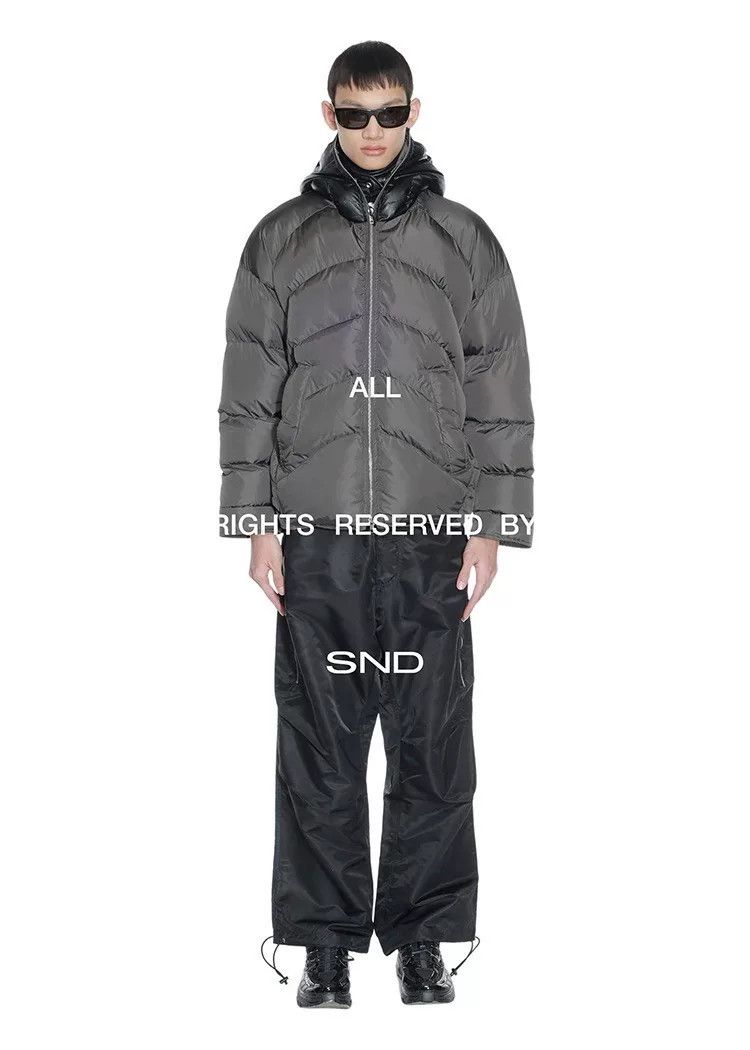 Random Identities oversized gray-black leather cap puffer jacket Size US M / EU 48-50 / 2 - 5 Thumbnail