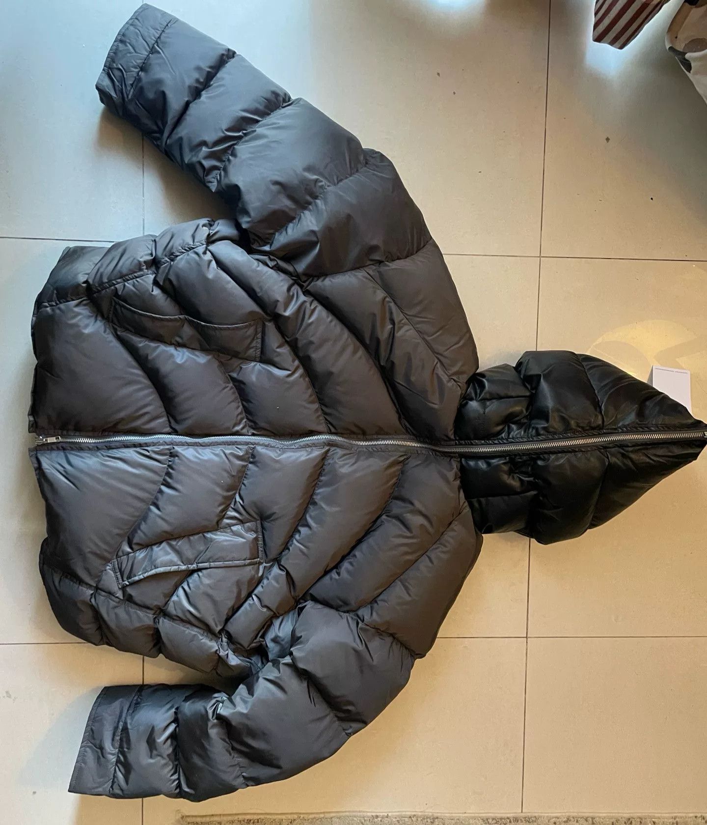 Random Identities oversized gray-black leather cap puffer jacket Size US M / EU 48-50 / 2 - 3 Thumbnail