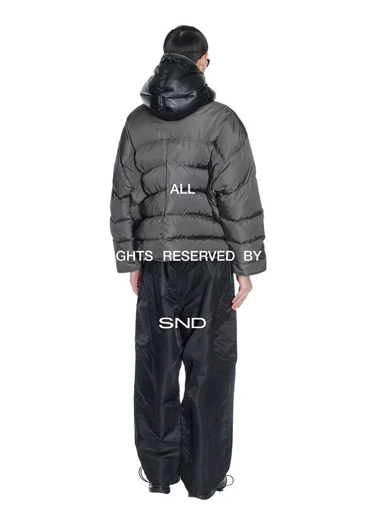 Random Identities oversized gray-black leather cap puffer jacket Size US M / EU 48-50 / 2 - 6 Thumbnail