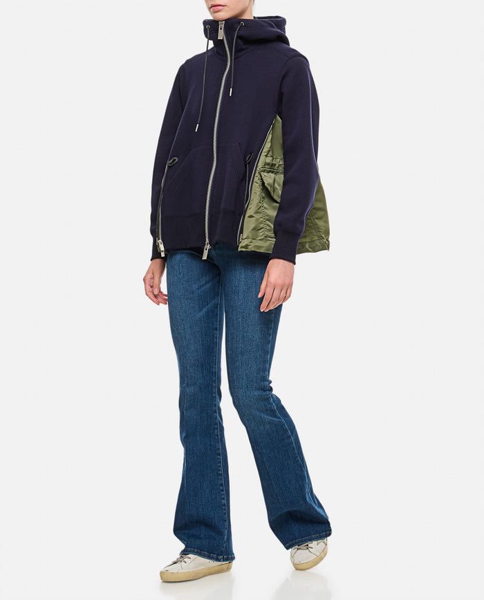 Sacai MIX NYLON SWEATSHIRT WITH ZIP Size L / US 10 / IT 46 - 2 Thumbnail