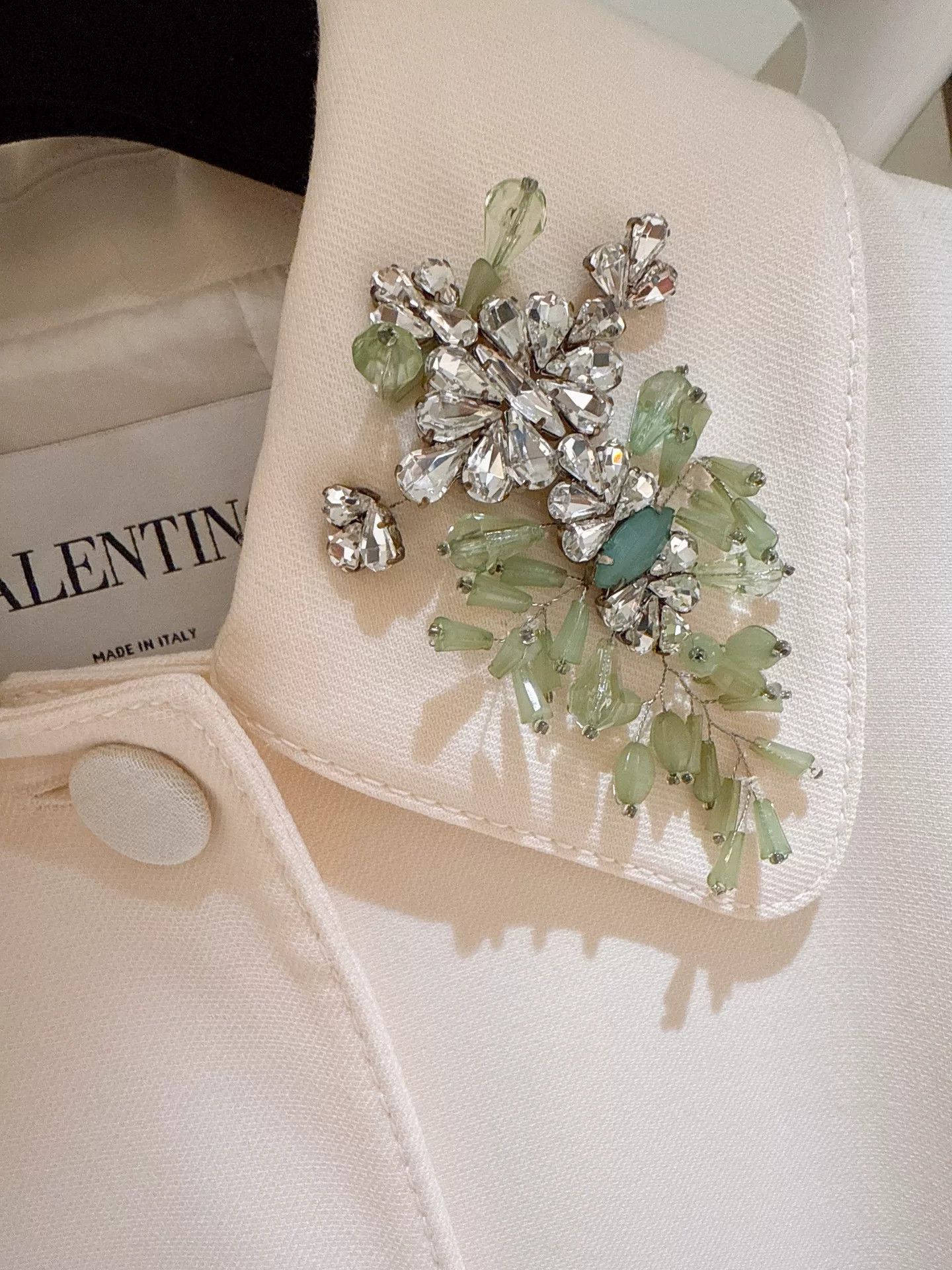 Valentino VALENTINO Ivory Wool Coat with Gems Size US L / EU 52-54 / 3 - 6 Thumbnail