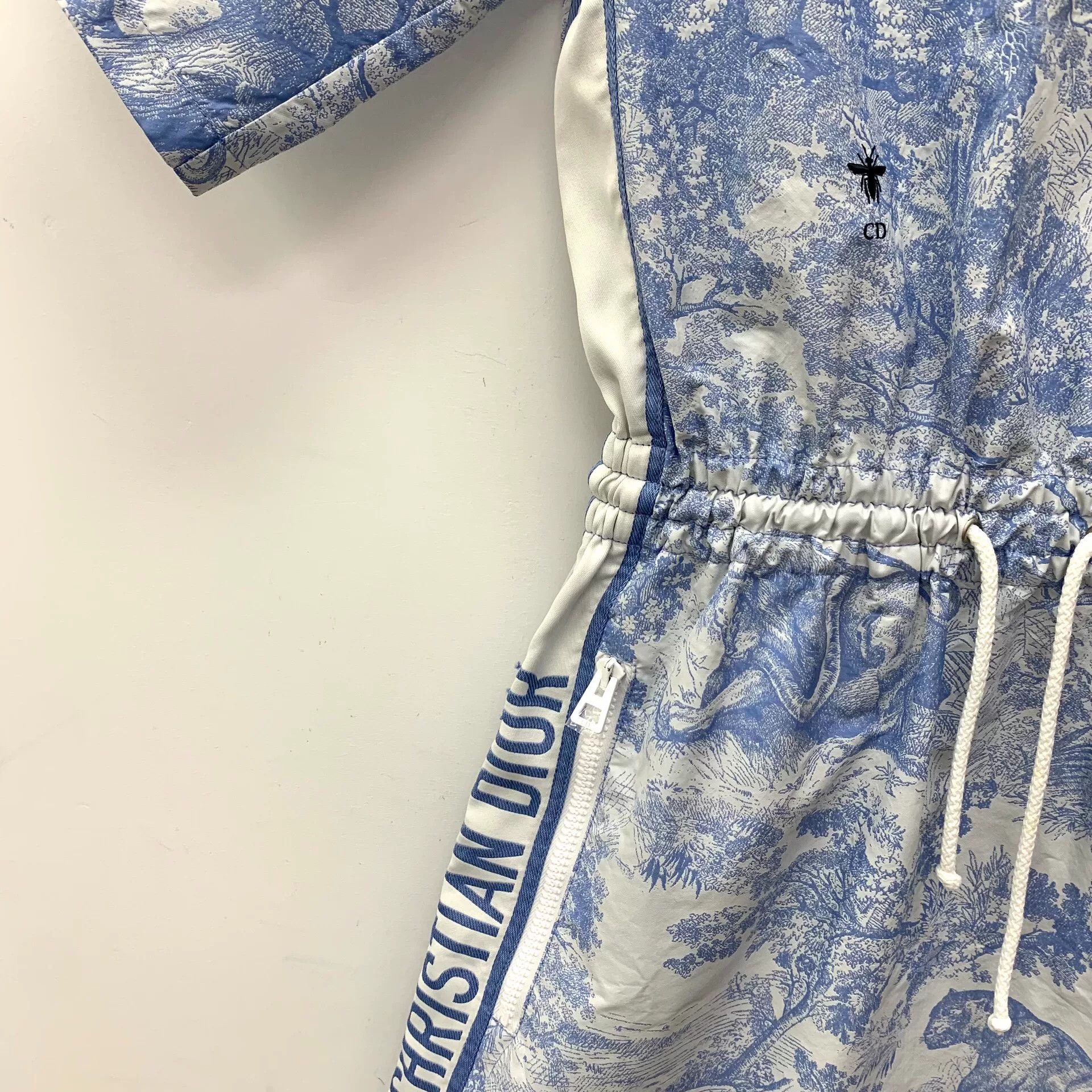 dior blue print dress 1950s Christian Dior Couture Blue & Black Silk & Velvet New Look Dress,  Iconic main image 0