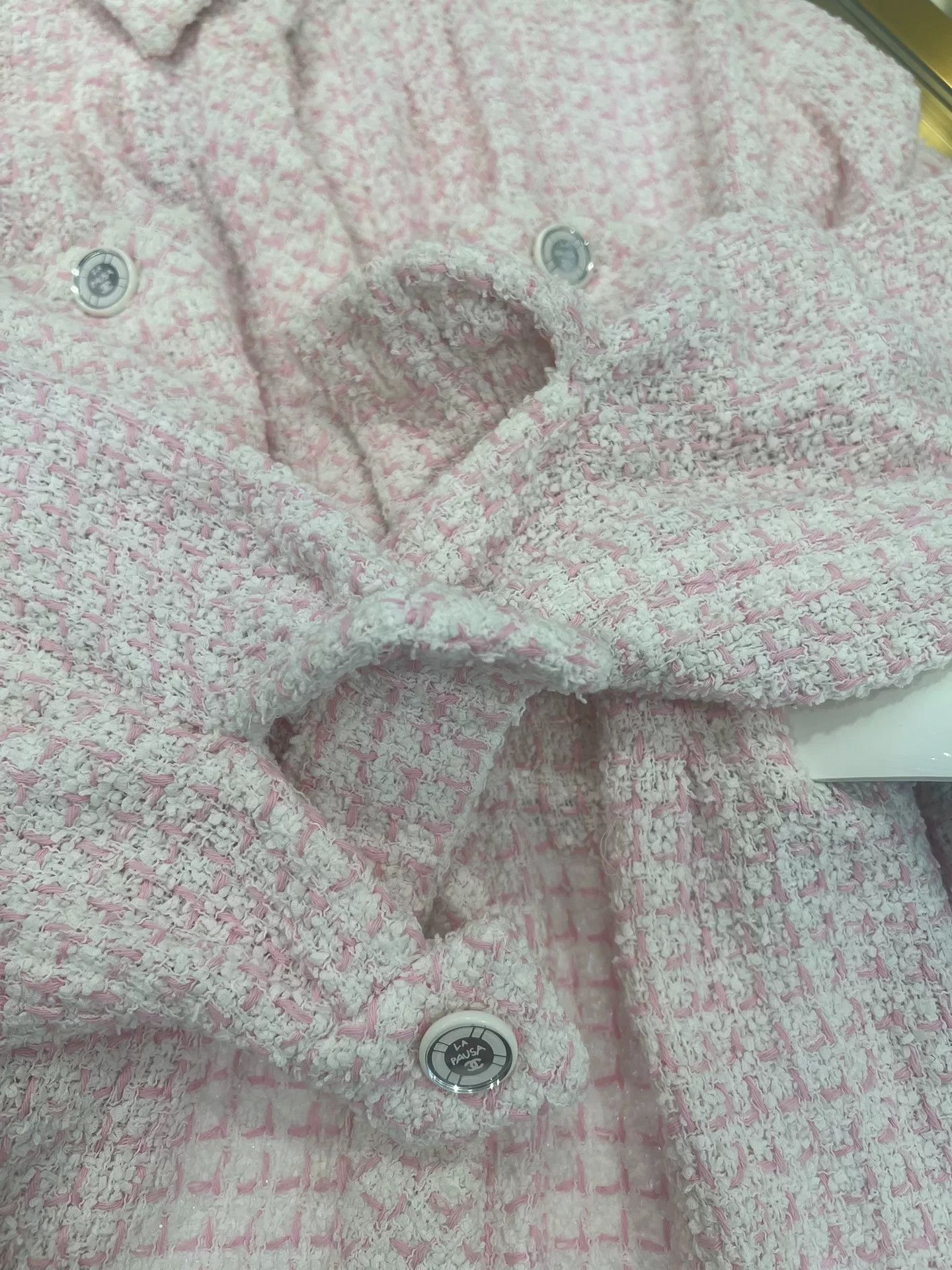 Chanel Chanel Pink Tweed Coat with Belt Size US S / EU 44-46 / 1 - 4 Thumbnail