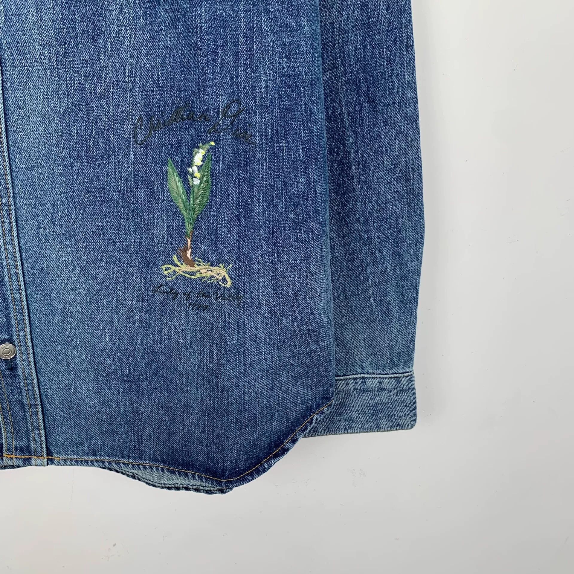 Dior blue floral embroidery long sleeve shirt Size US M / EU 48-50 / 2 - 4 Thumbnail