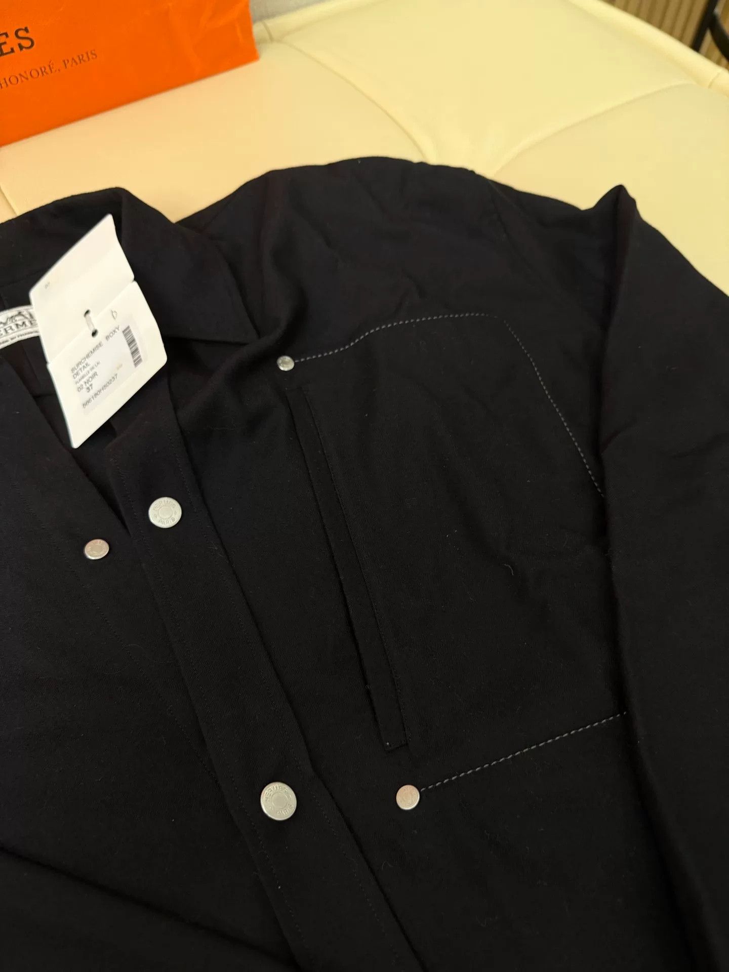 Hermes Hermes Black Wool Long-Sleeve Shirt Jacket Size US S / EU 44-46 / 1 - 6 Thumbnail