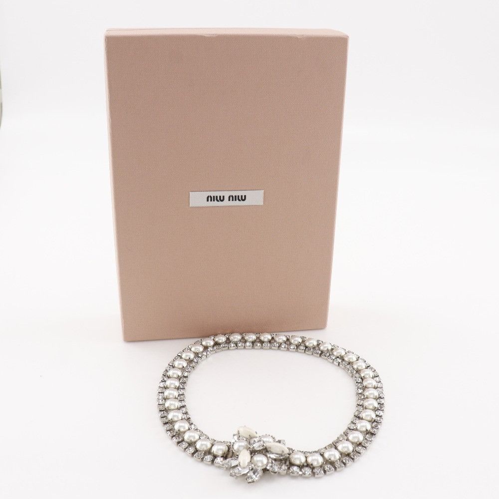 Miu Miu Miu Miu Miu Miu Rhinestone Faux Pearl Necklace Metal Necklace DUTY FREE for USA Size ONE SIZE - 11 Thumbnail